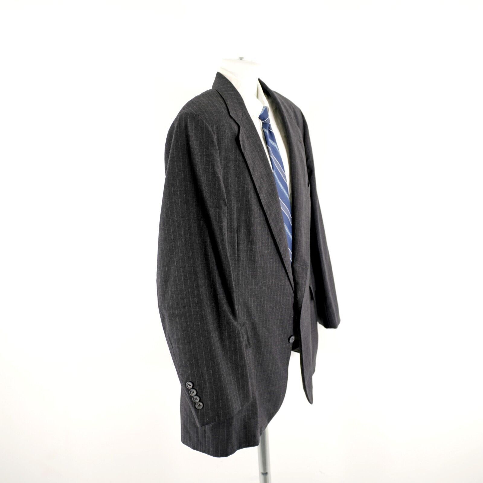 Nordstrom Nordstrom Wool Gray Striped 2 Button Suit Jacket 46R Size 46R - 8 Thumbnail