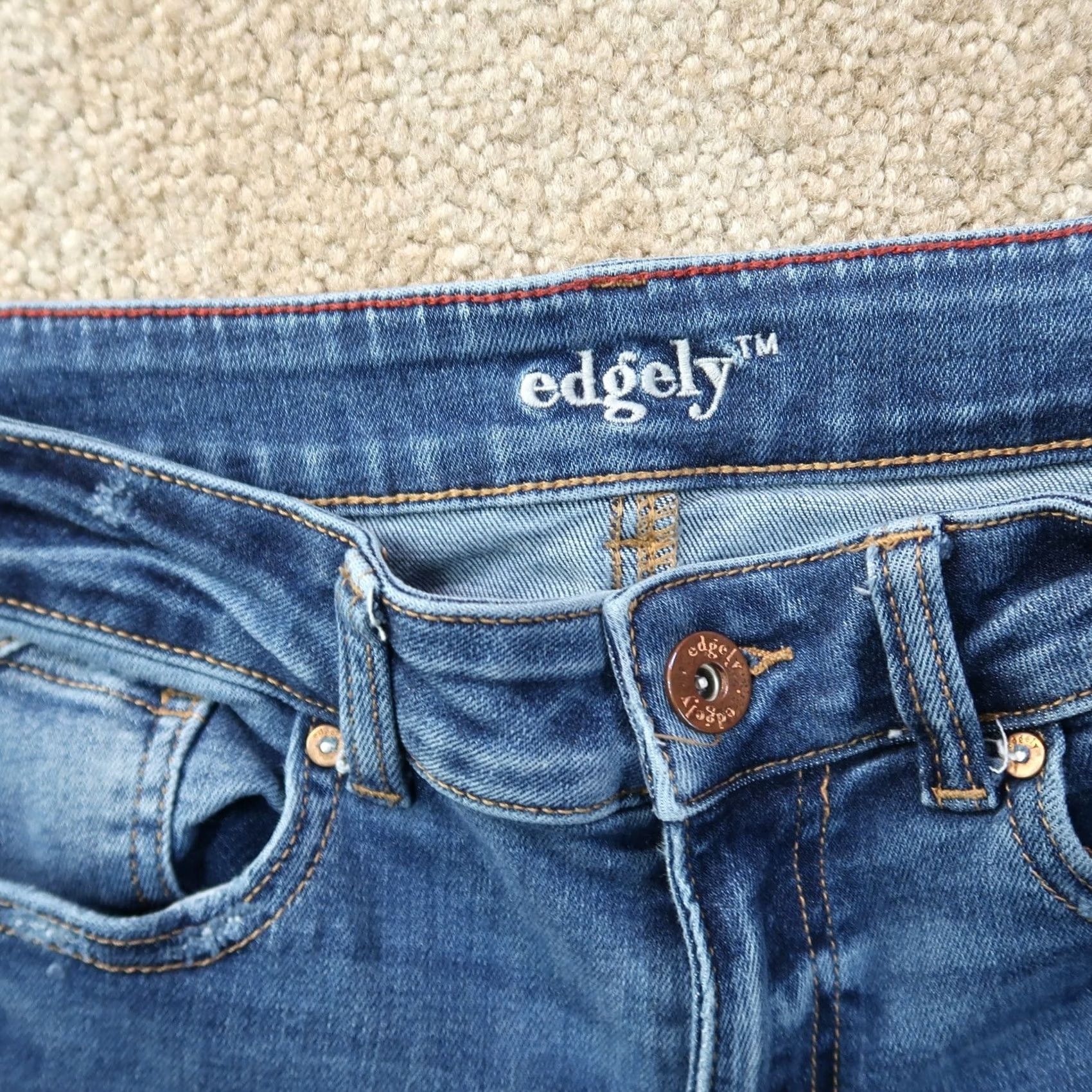 Denime Edgely Jeans Bootcut Women's 8 Blue Denim Stretch 30x30 Regular Mid Rise Size 30" / US 8 / IT 44 - 4 Thumbnail