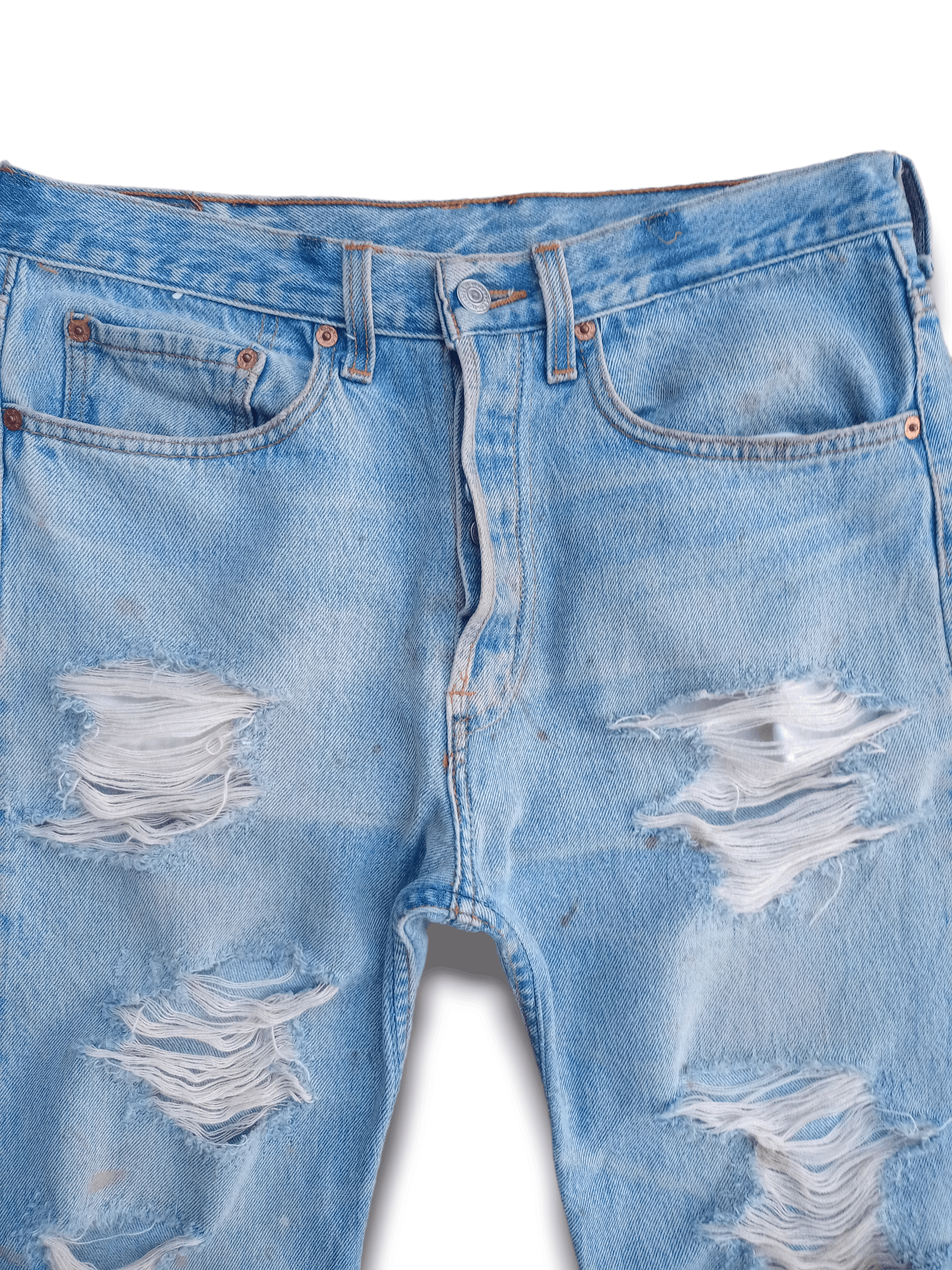 Levi's × Levi's Vintage Clothing Vintage 90s Levis 501 Blue Wash Distressed Baggy Jeans 31x32 Size US 31 - 4 Thumbnail