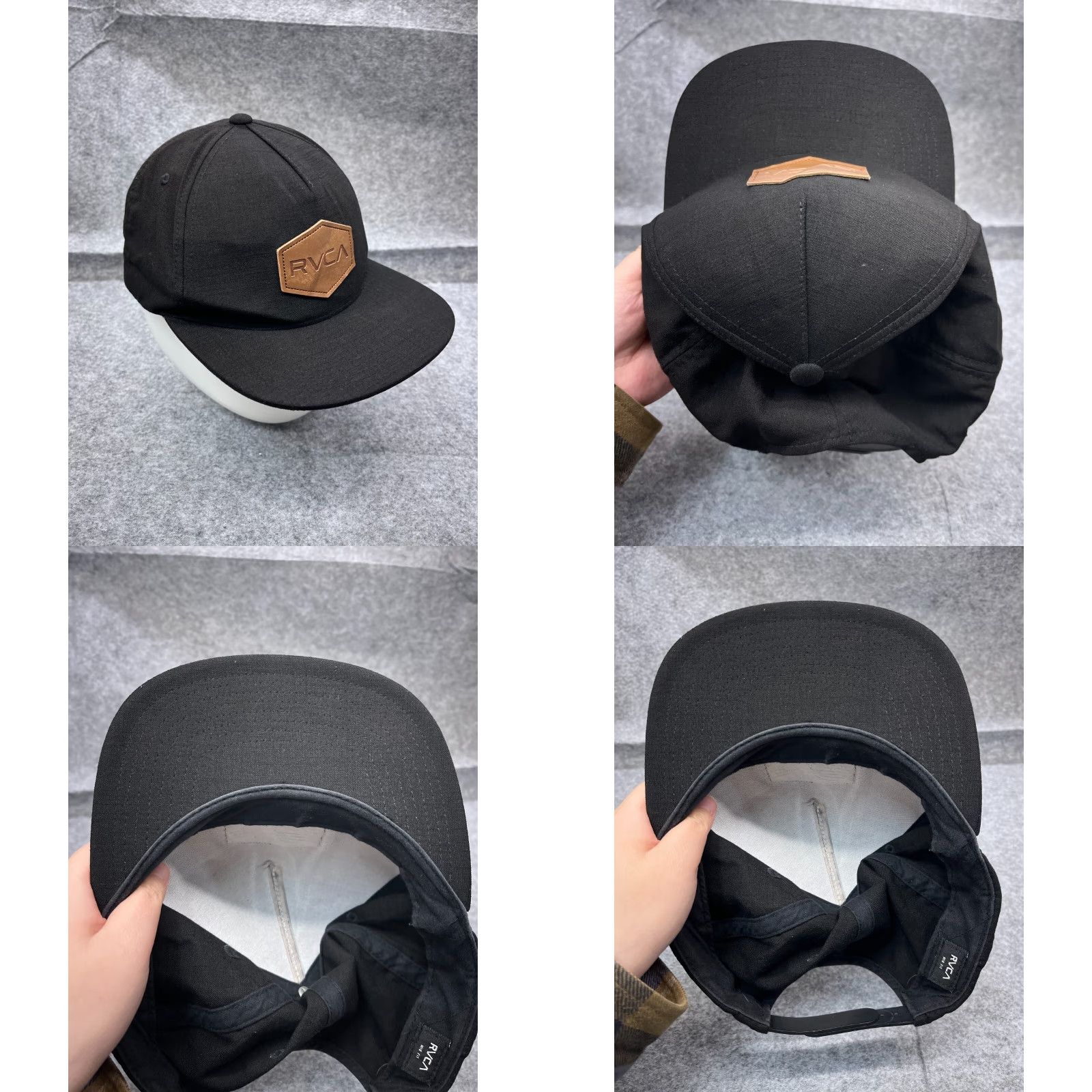 RVCA RVCA Hat Cap Snap Back Adult One Size Black Cotton Twill Embroidered 90s Beach Skate Mens Cap Size ONE SIZE - 8 Thumbnail