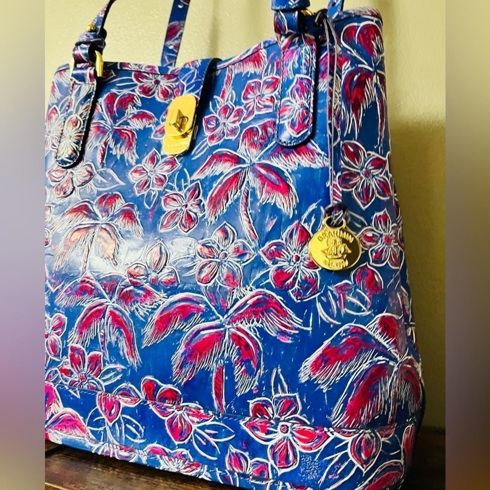 BRAHMIN Brahmin Giora Vista Blue Torrone Floral Shoulder Bag NWT Size ONE SIZE - 5 Thumbnail