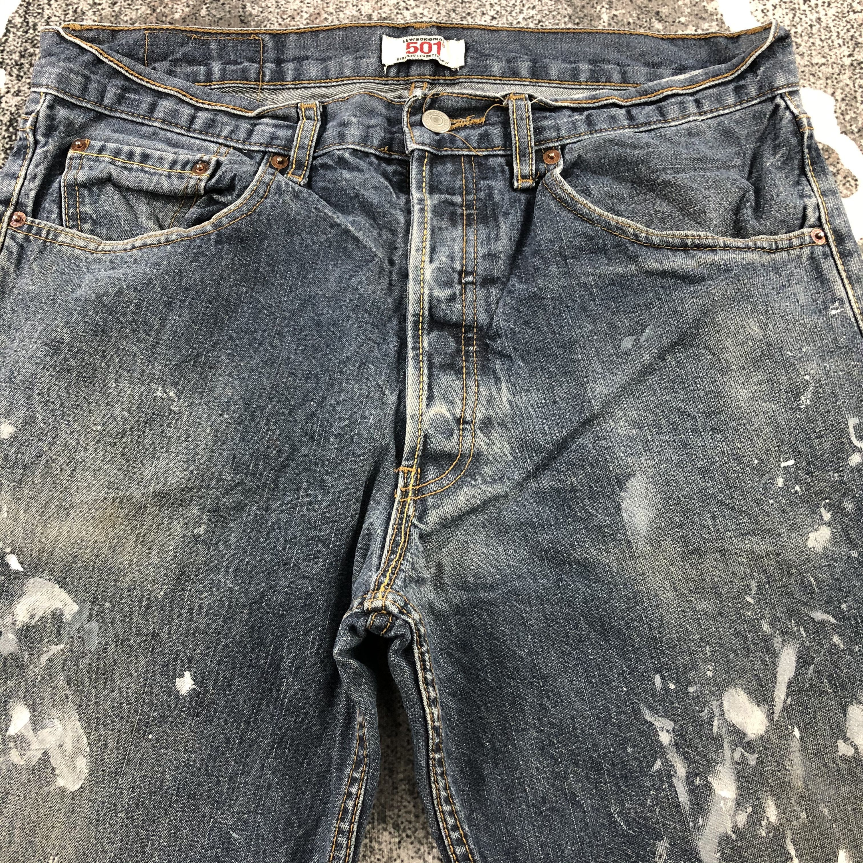Levi's Vintage Levis 501 Jeans Painted Denim KJ1032 Size US 34 / EU 50 - 3 Thumbnail