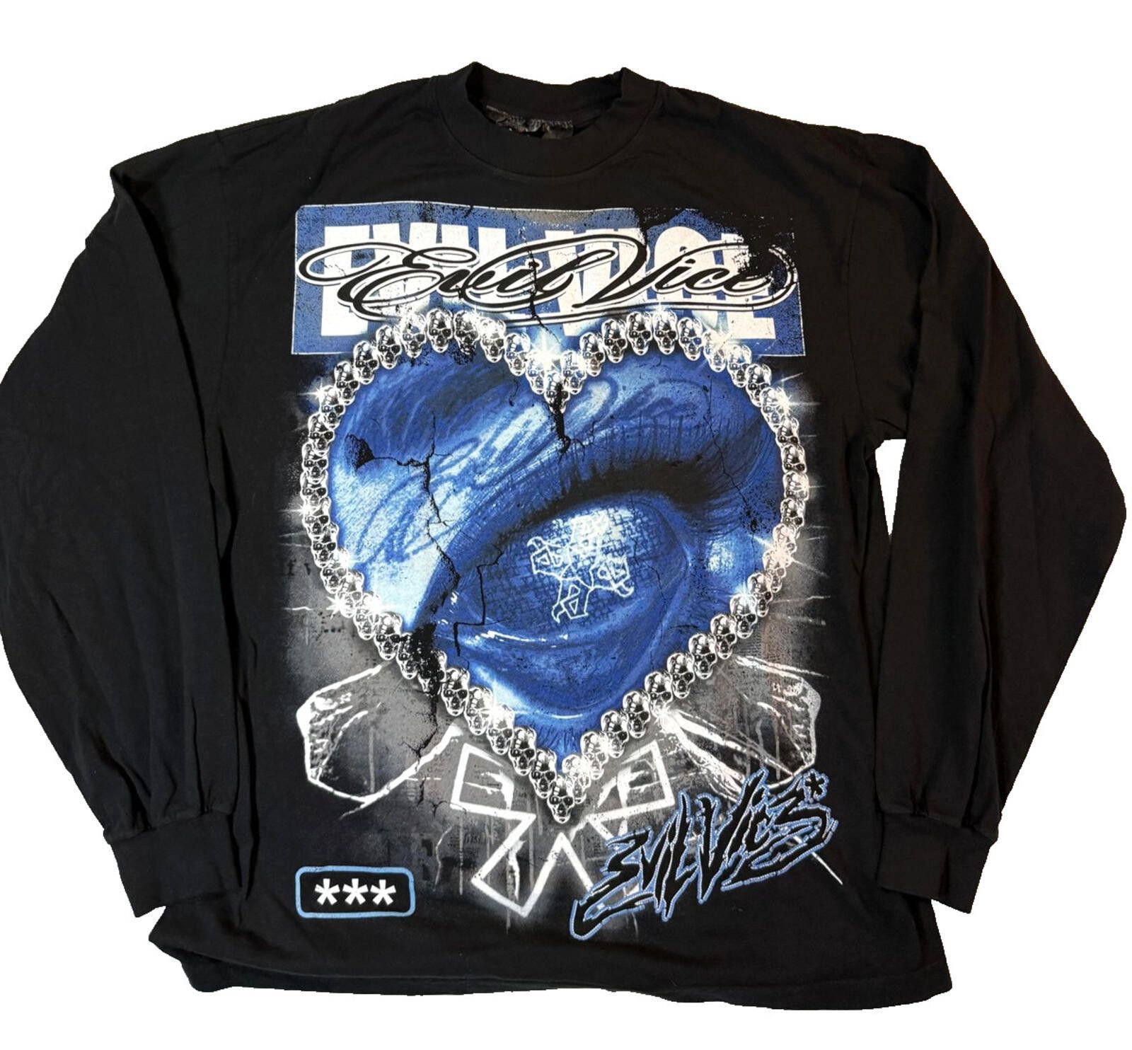 Other Evil Vice Long Sleeve TShirt Mens LG Blinged Heart Y2K Size US L / EU 52-54 / 3 - 1 Thumbnail