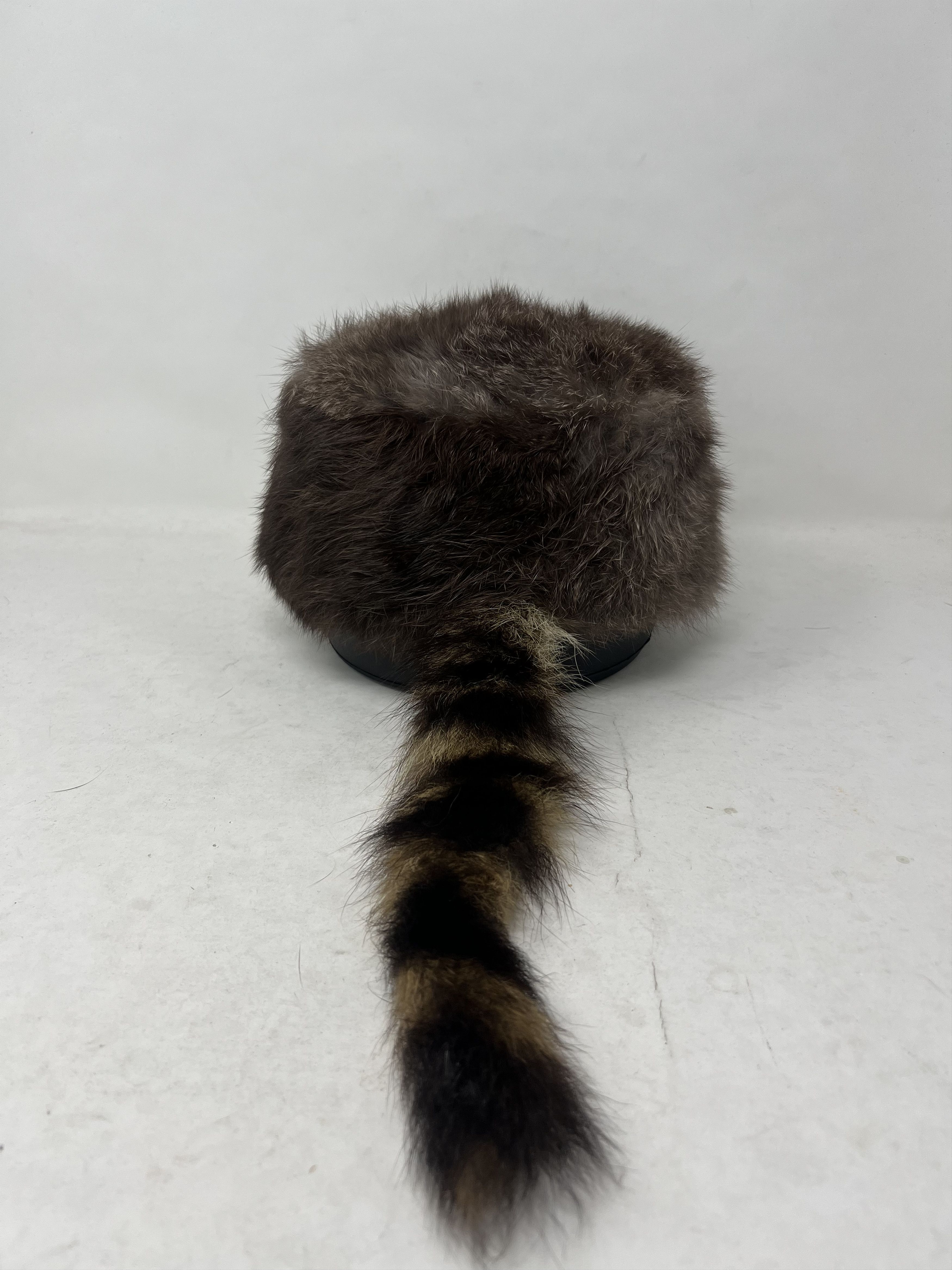 Vintage DAVY CROCKETT RACCON DANIEL BOONE FUR HAT Size ONE SIZE - 3 Thumbnail