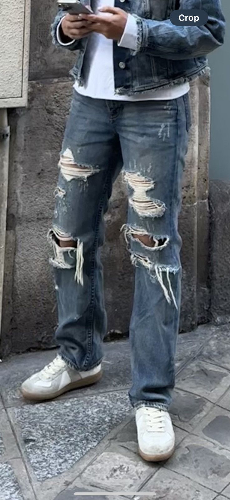 Comme des Garcons AW05 Junya Watanabe Faded Crash Denim Jeans Thrashed Size US 27 - 11 Thumbnail
