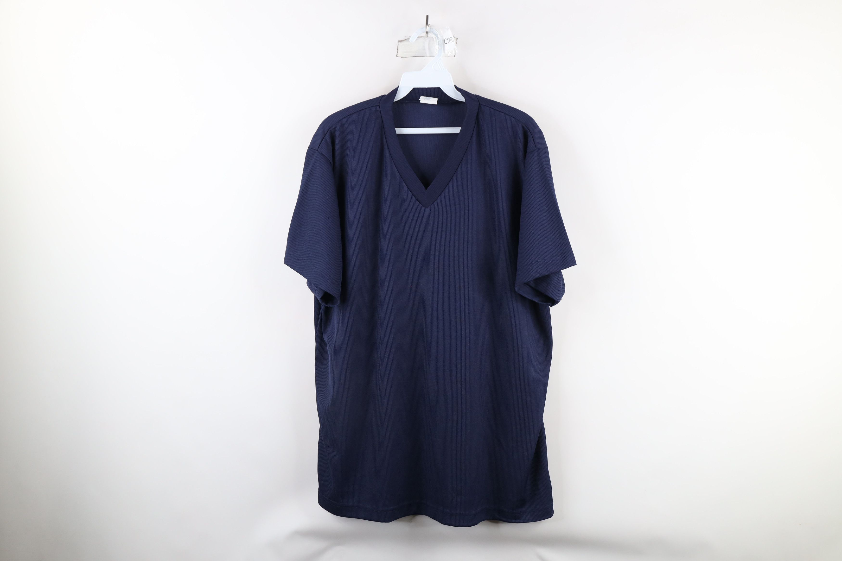 Vintage Vintage 90s Streetwear Knit Short Sleeve V-Neck T-Shirt Size US XL / EU 56 / 4 - 1 Thumbnail