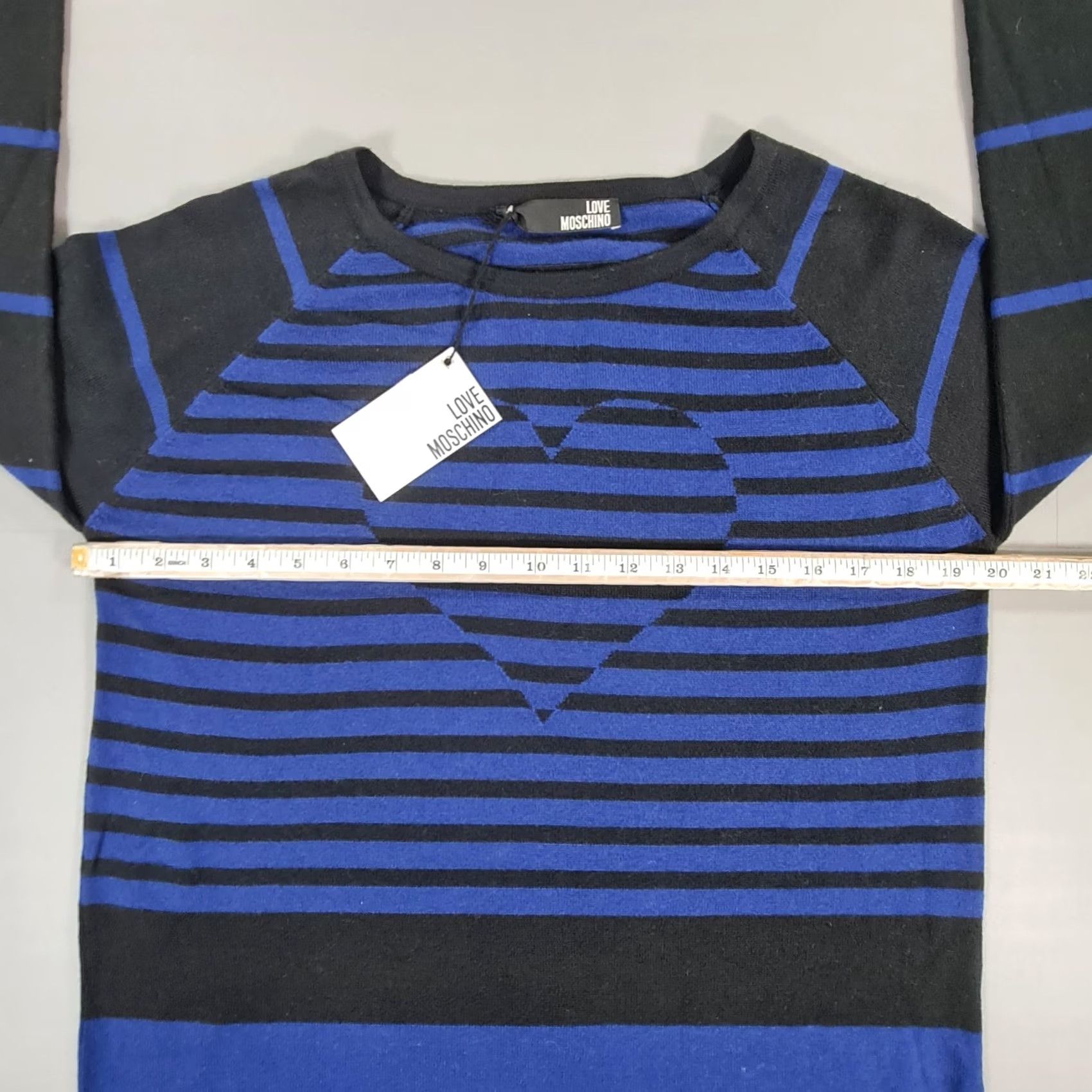 Moschino Love Moschino Womens Dress Striped Short Length Knitted Black Blue 12 UK Wool Acrylic Pullover Long Sleeve Casual Dress Mens Womens Girls Boys Size 34" / US 12 / IT 48 - 5 Thumbnail