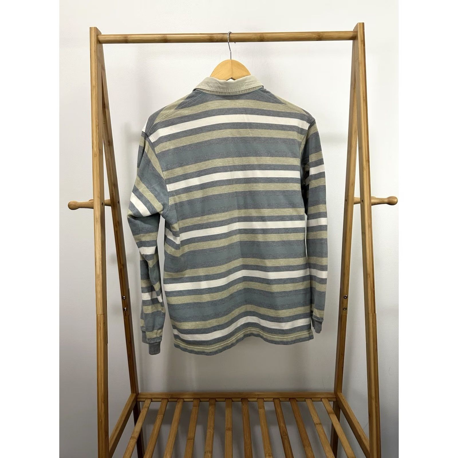 Lacoste VTG Lacoste Men's Striped Pistachios Green Alligator Rugby Long Sleeve Shirt L Size US L / EU 52-54 / 3 - 2 Thumbnail