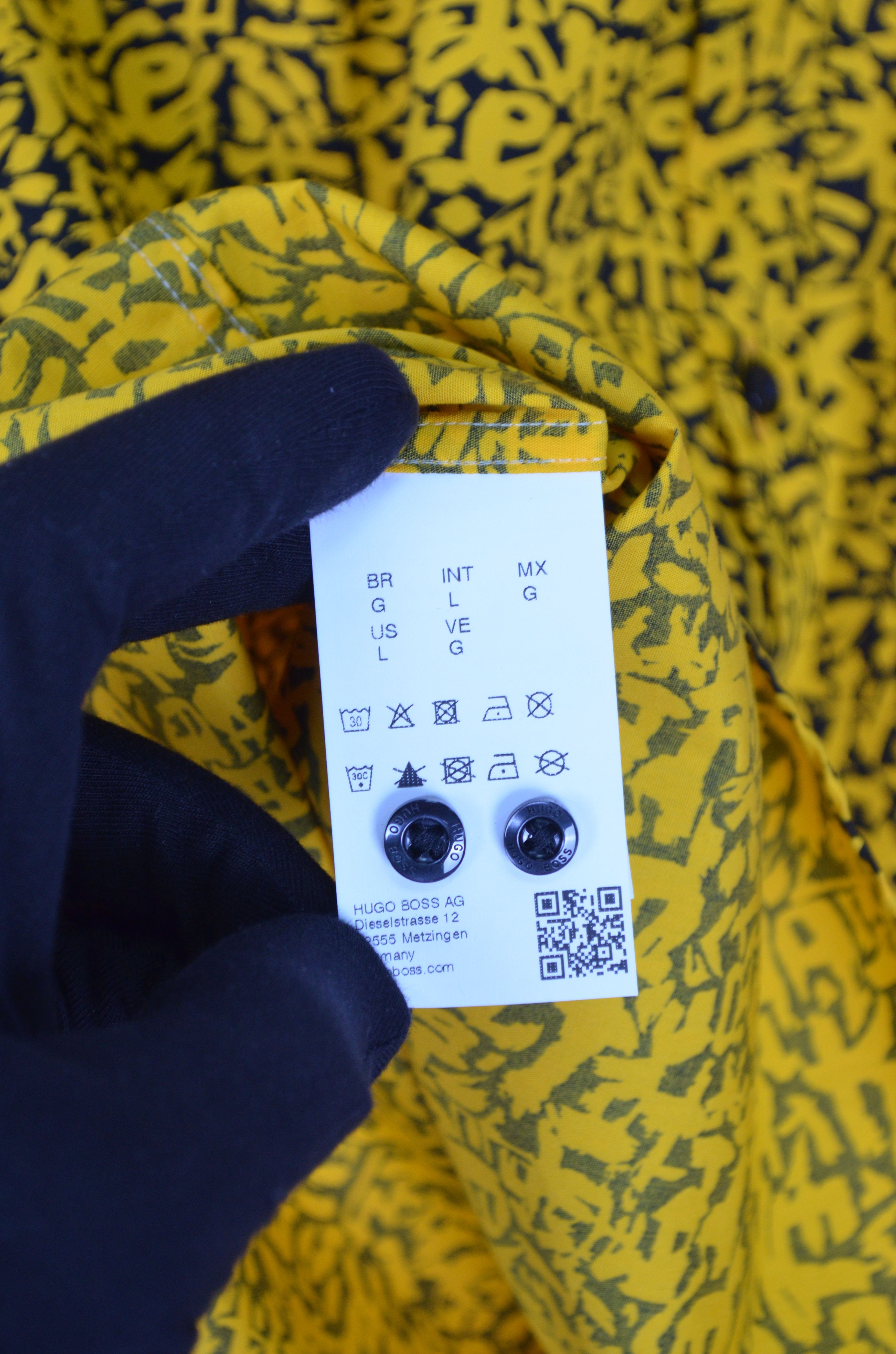 Hugo Boss Hugo Boss Yellow Abstract Print Extra Slim Fit Shirt Size M Size US M / EU 48-50 / 2 - 6 Thumbnail