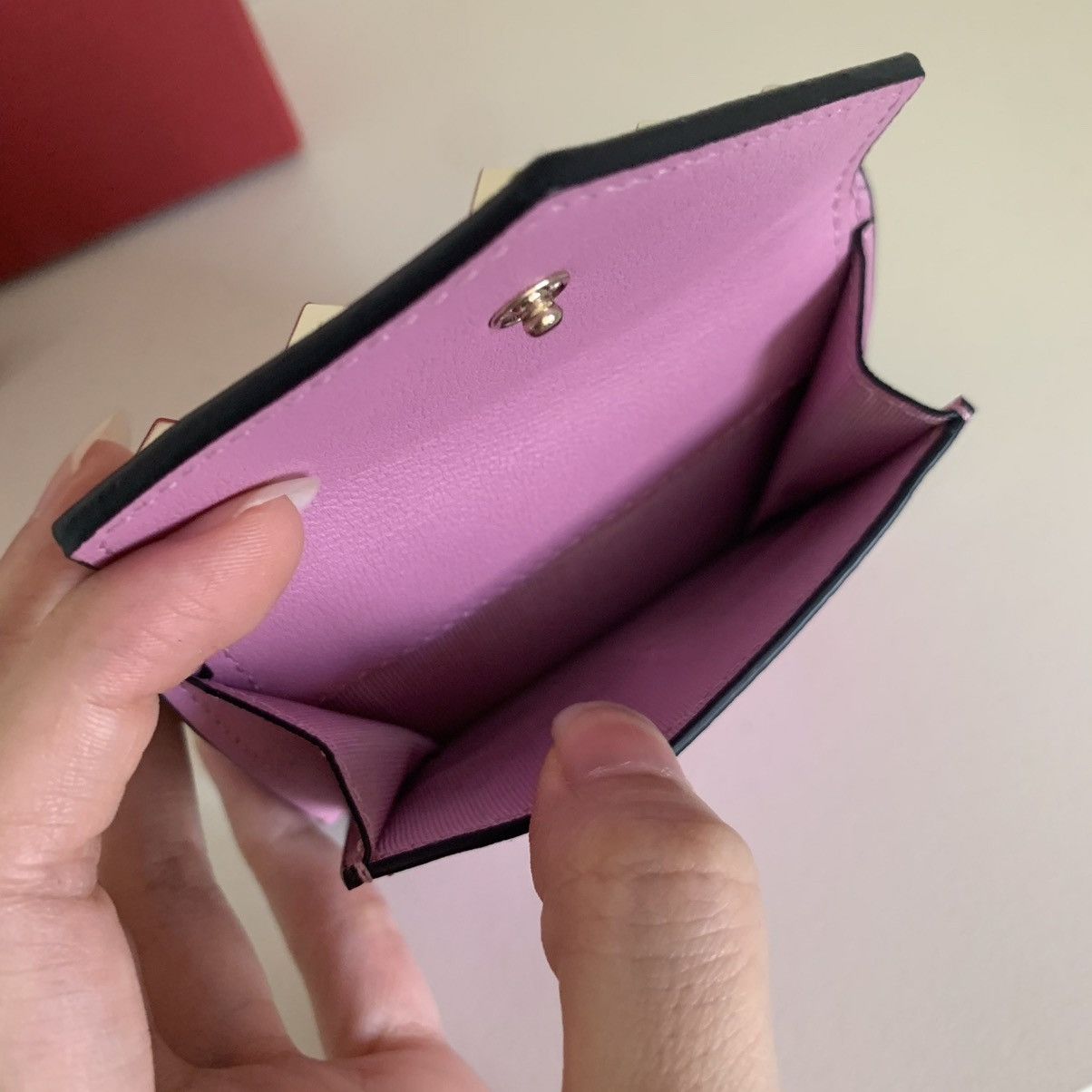 Valentino Pink rockstud trifold wallet Size ONE SIZE - 14 Thumbnail