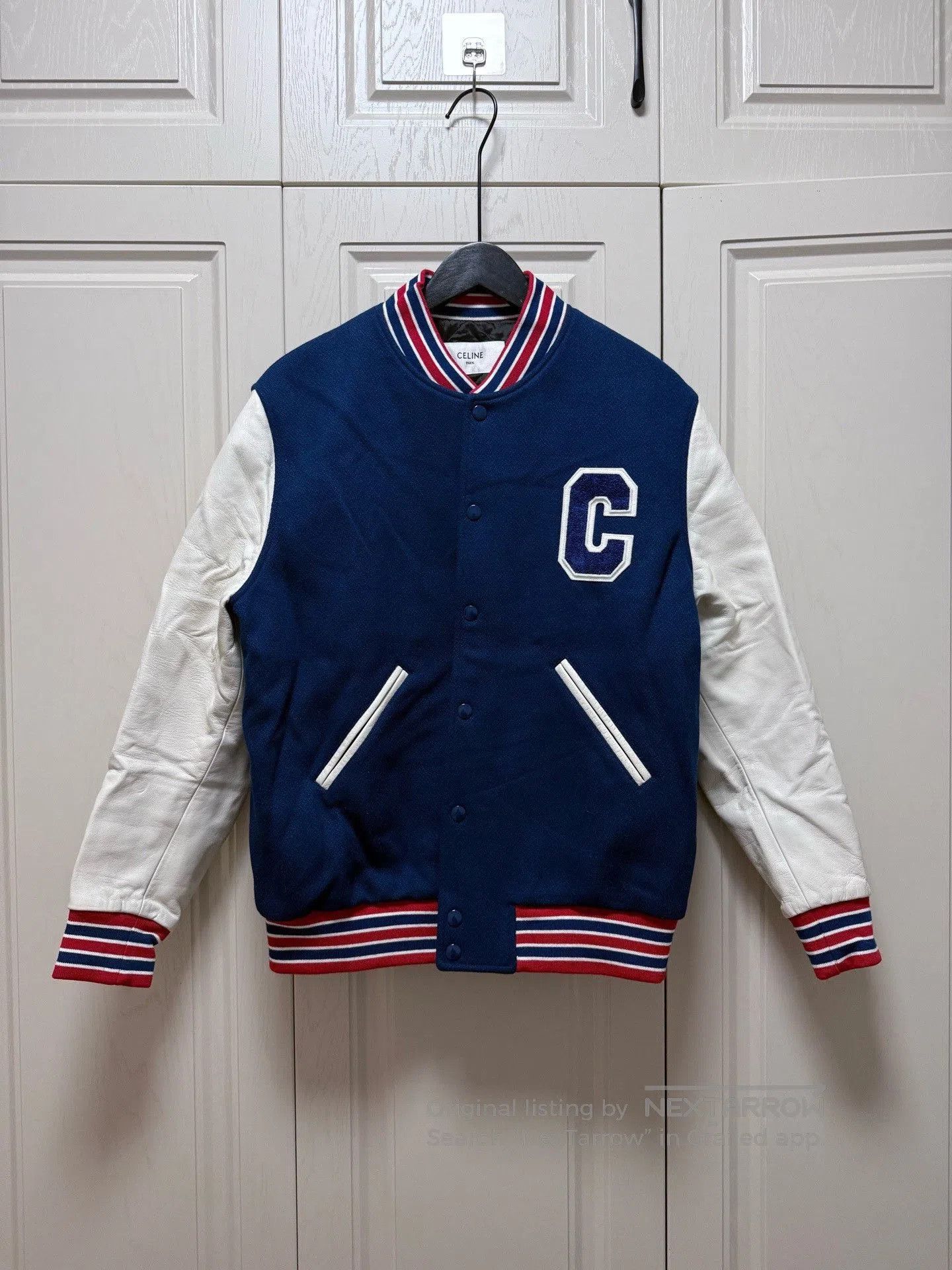 Celine Celine Colorblock Leather Sleeve Baseball Jacket. Size XS / US 0-2 / IT 36-38 - 1 Thumbnail