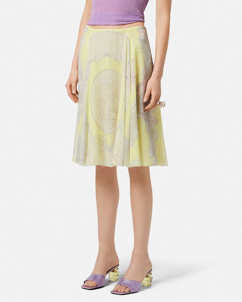 Versace o1y0226 Midi Skirt in Pastel Yellow/Light Gray Size 28" / US 6 / IT 42 - 3 Thumbnail
