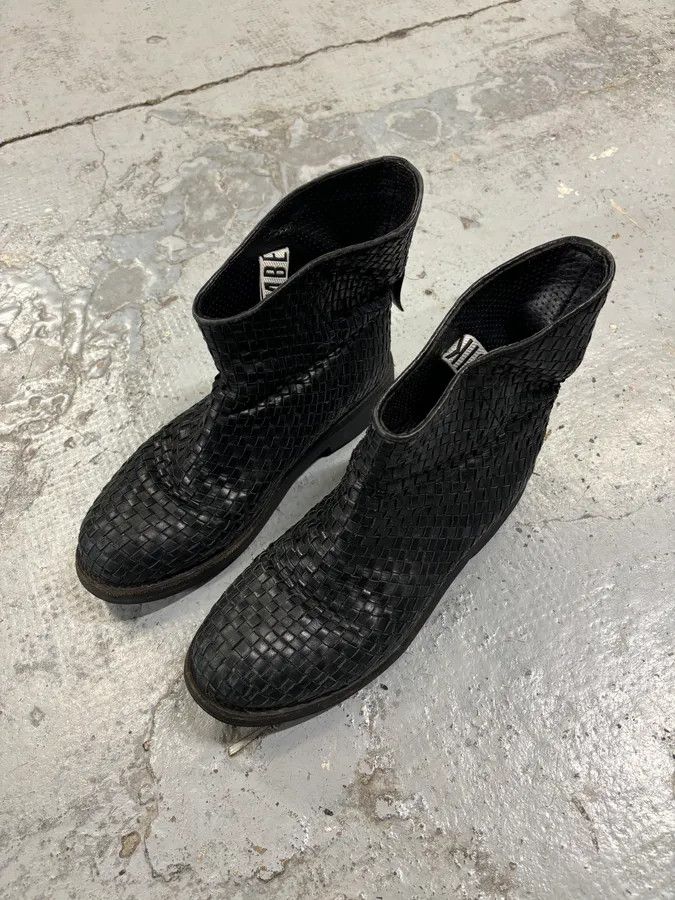 Dirk Bikkembergs Bikkembergs Black Woven Leather Interlocking Ankle Boot Size US 8 / IT 38 - 3 Thumbnail