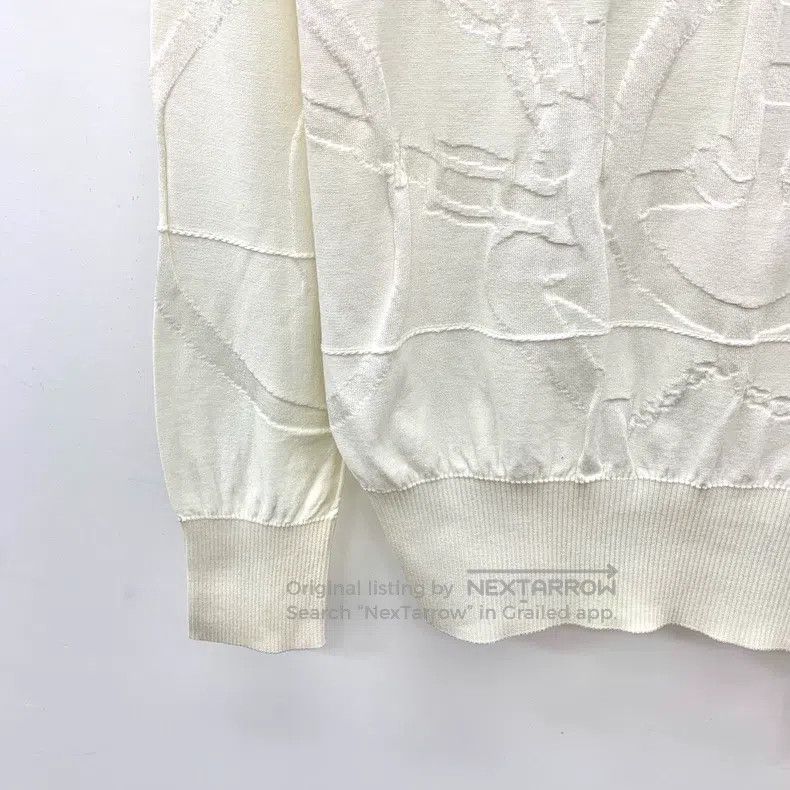 Hermes Hermes Ivory Letter Jacquard Silk Knit Crew Neck Top Size XS / US 0-2 / IT 36-38 - 4 Thumbnail