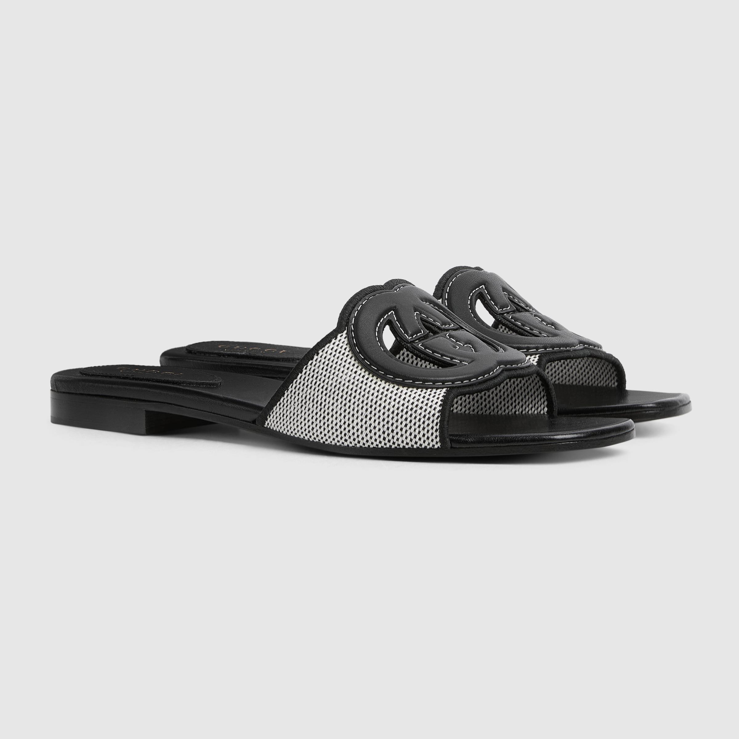Gucci Gucci GG Interlocking Logo Canvas Flat Slide Sandal 42 Size US 12 / IT 42 - 1 Thumbnail