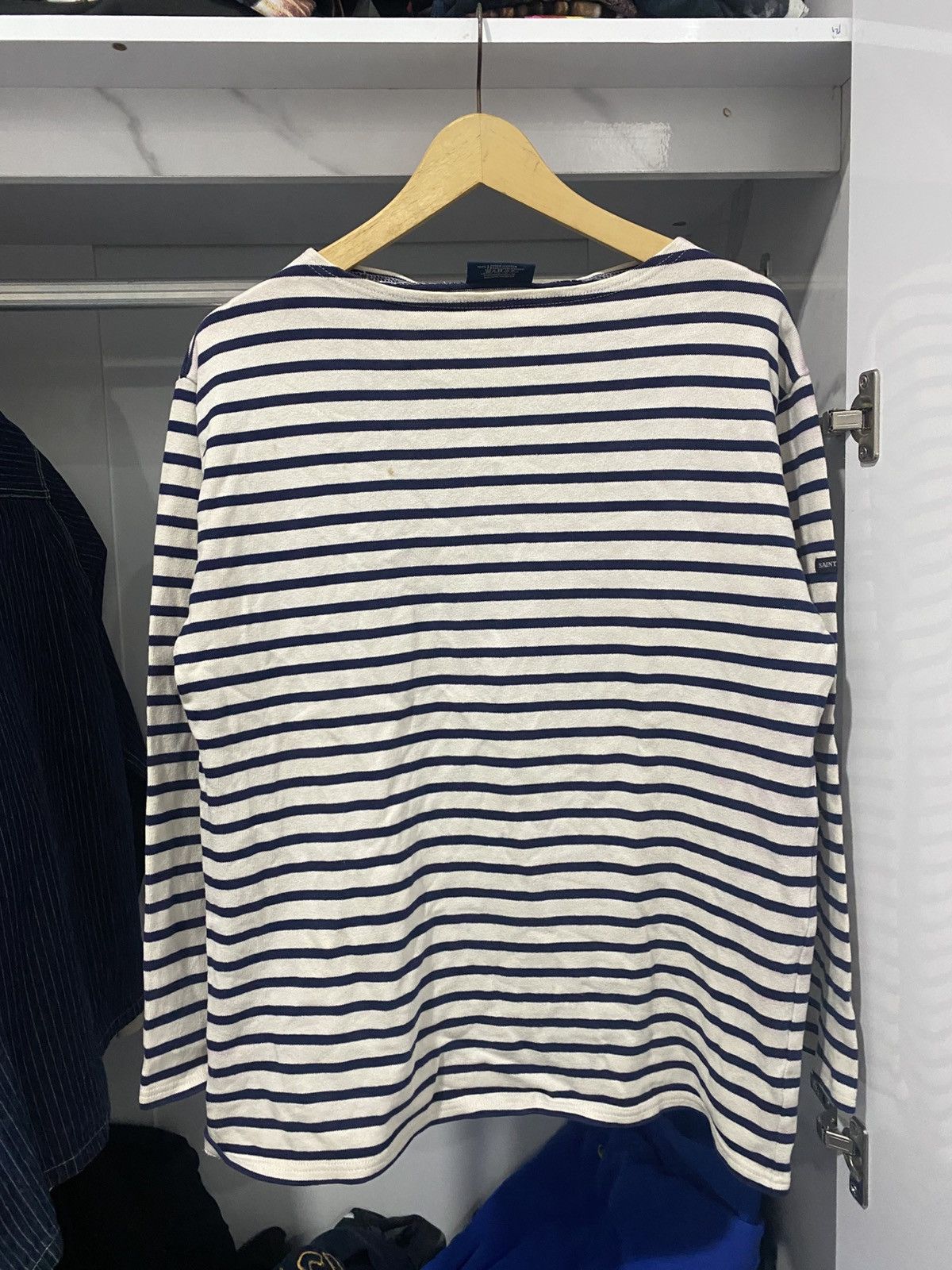 Saint James Stripe Longsleeve in White, Men's