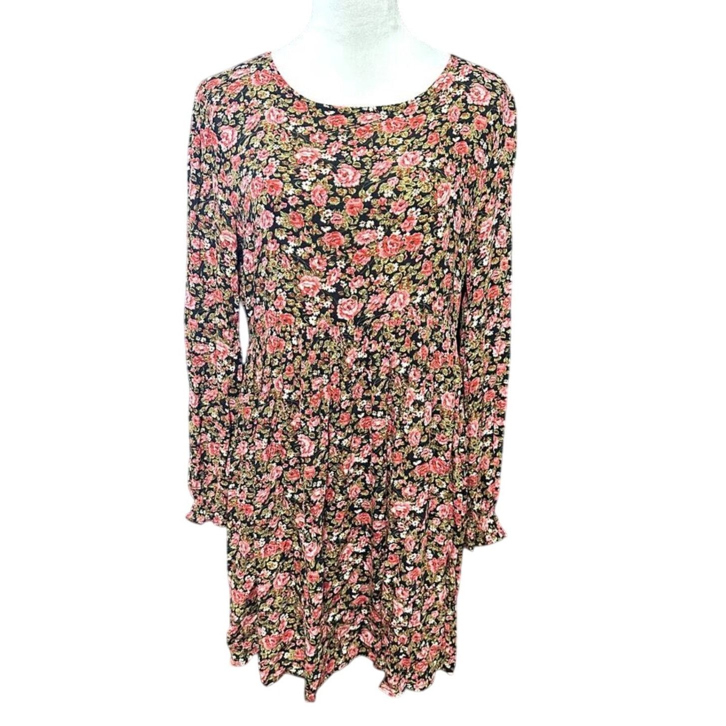 BP. BP Women's Black/PinksFloral Long Sleeve Casual Dress M NWOT Size M / US 6-8 / IT 42-44 - 1 Thumbnail
