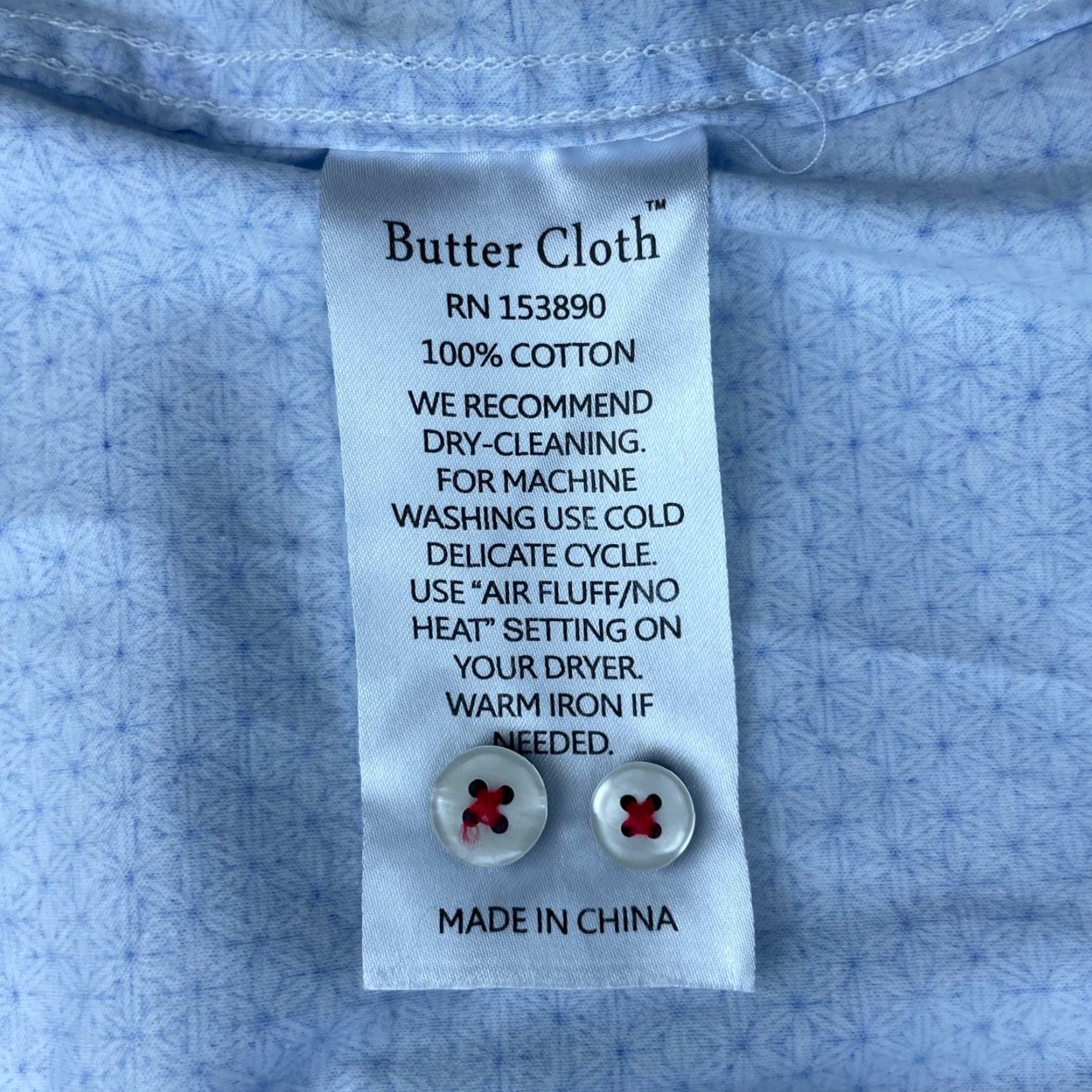 Buttero Butter Cloth Men's Button Shirt XL Blue Floral 100% Cotton Long Sleeve Collared Shirt Size US XL / EU 56 / 4 - 5 Thumbnail