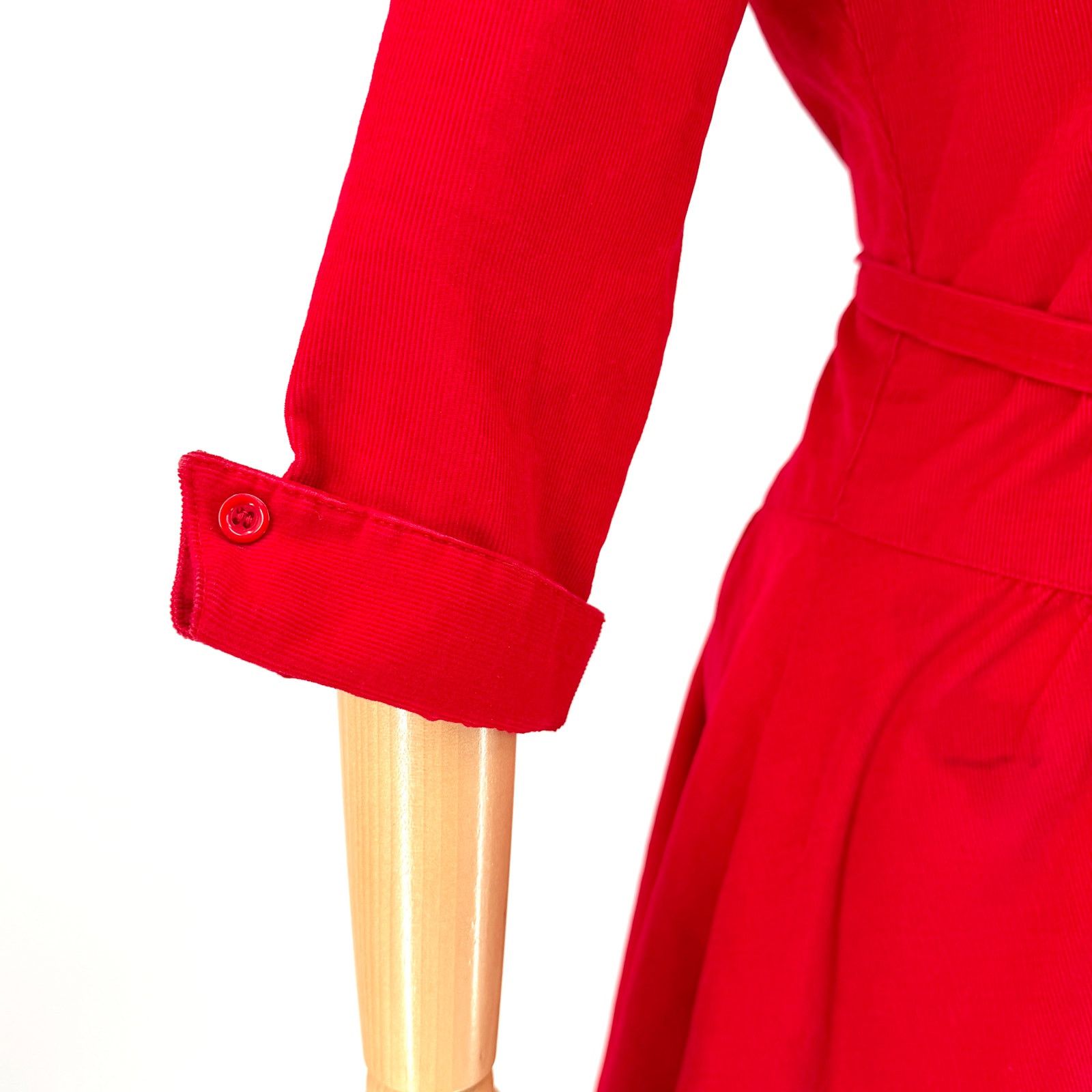 Vintage Vintage 80s Red Corduroy Sweetheart Bodice Dress Size S / US 4 / IT 40 - 4 Thumbnail