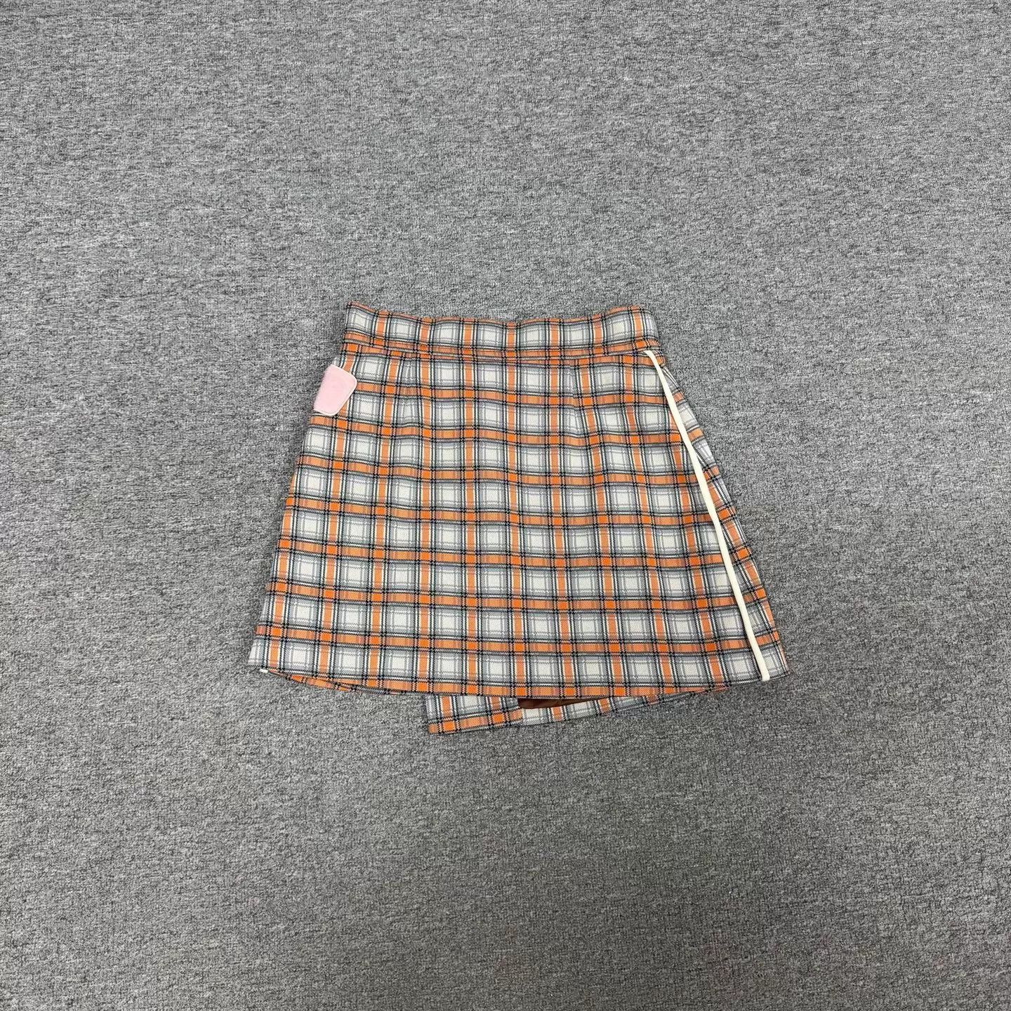 Prada Prada orange & gray check A-line skirt 42 NaZha Size 28" / US 6 / IT 42 - 3 Thumbnail