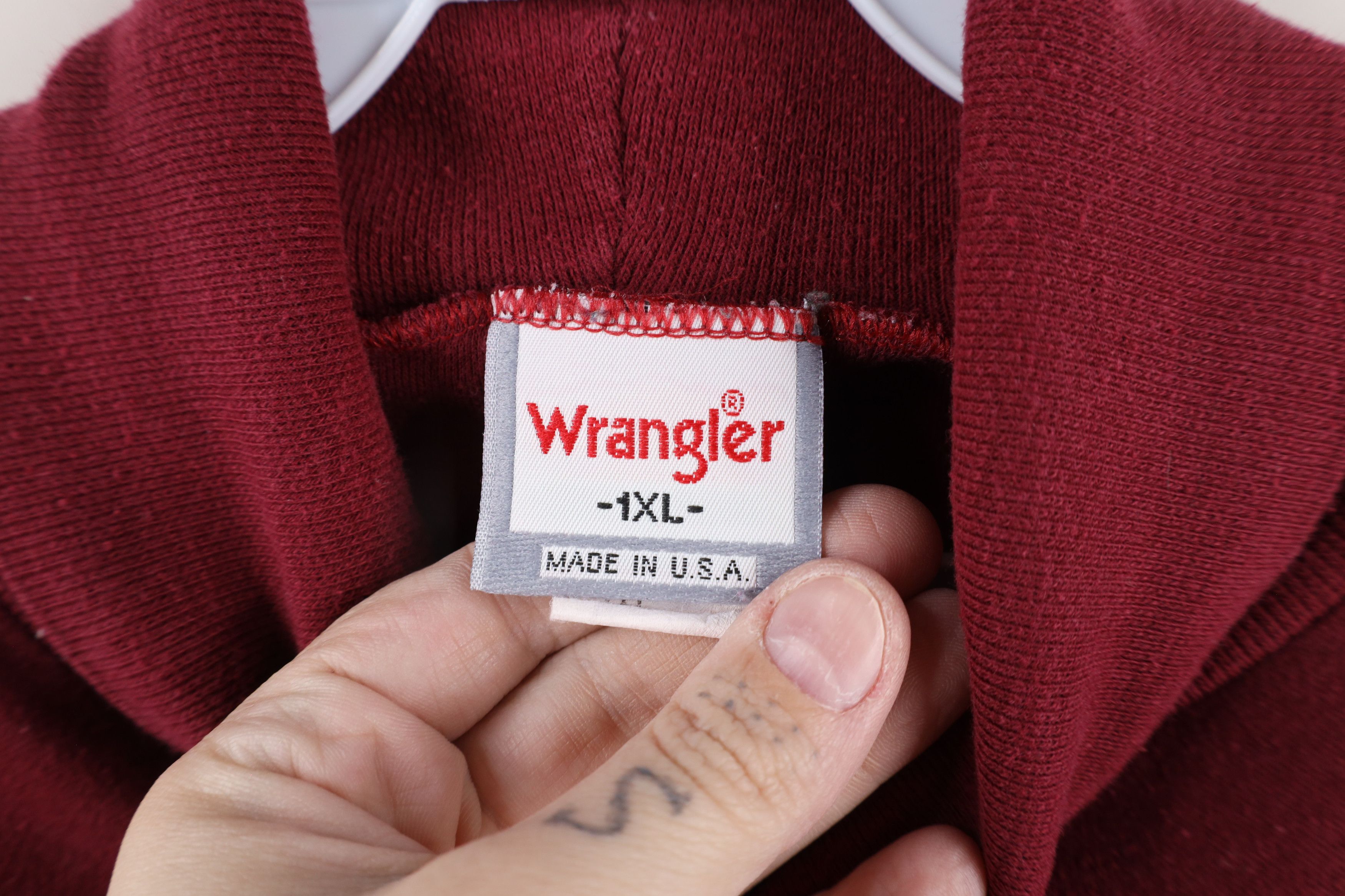 Vintage × Wrangler Vintage 70s Wrangler Long Sleeve Turtleneck T-Shirt Red USA Size US XL / EU 56 / 4 - 4 Thumbnail