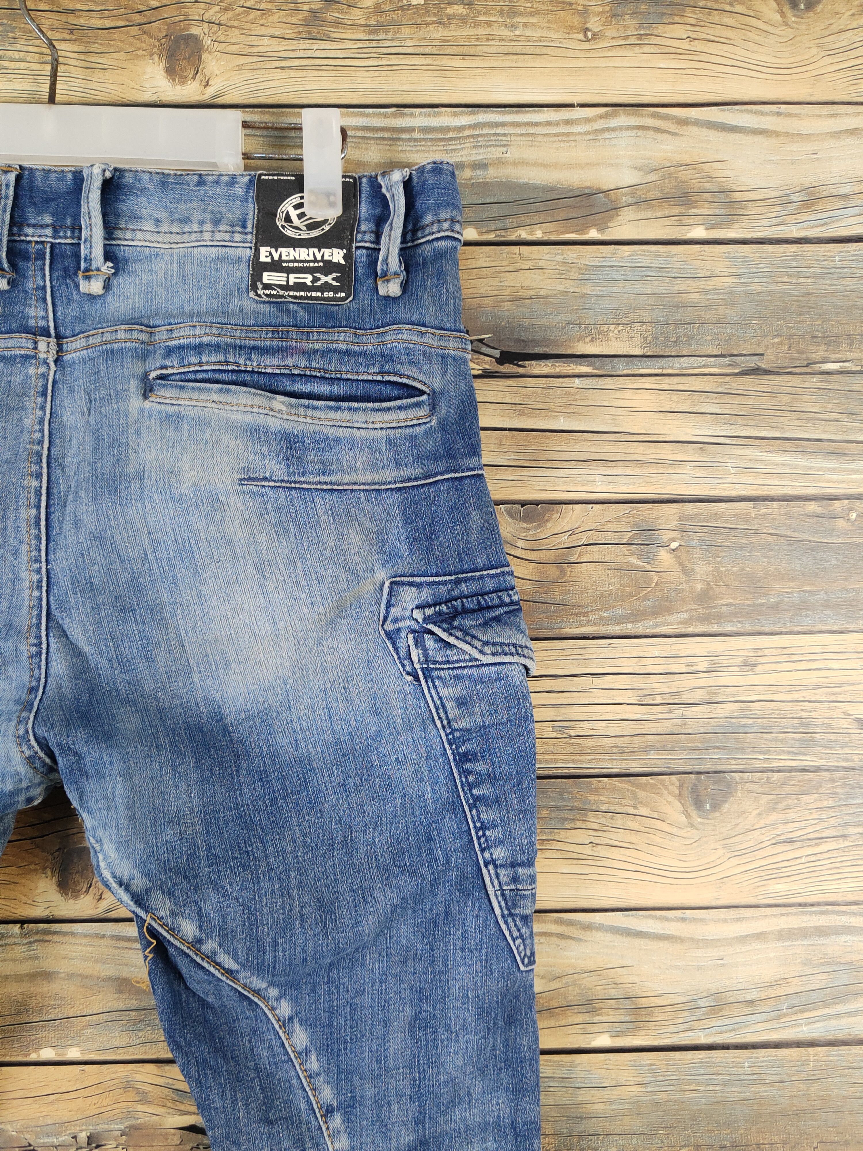 Japanese Brand Evenriver Blue utiltiy Distressed Ripped denim Jeans #W2076 Size US 33 - 10 Thumbnail