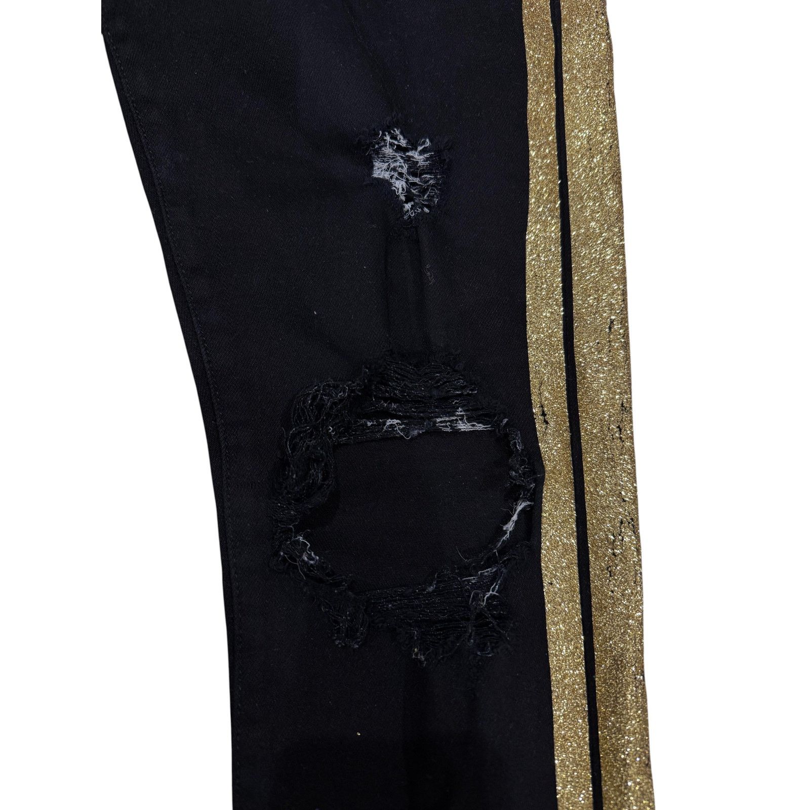 Amiri Amiri Gold Stripe Black Thrasher Jeans Size US 32 / EU 48 - 3 Thumbnail