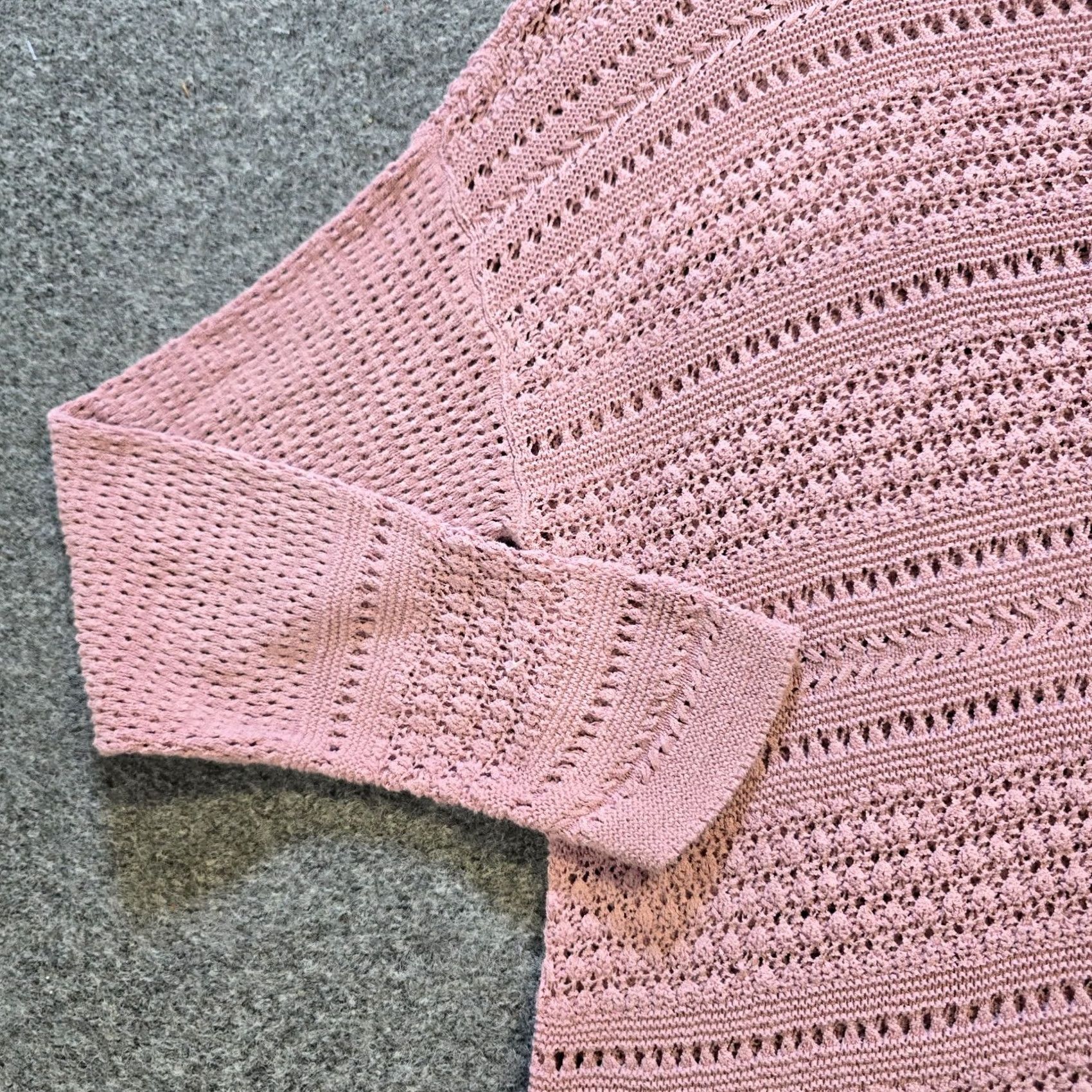 J. Jill J Jill Sweater Womens Size Large Pink Open Knit Round Neck Long Sleeve Casual Knit Pullover Womens Size L / US 10 / IT 46 - 3 Thumbnail