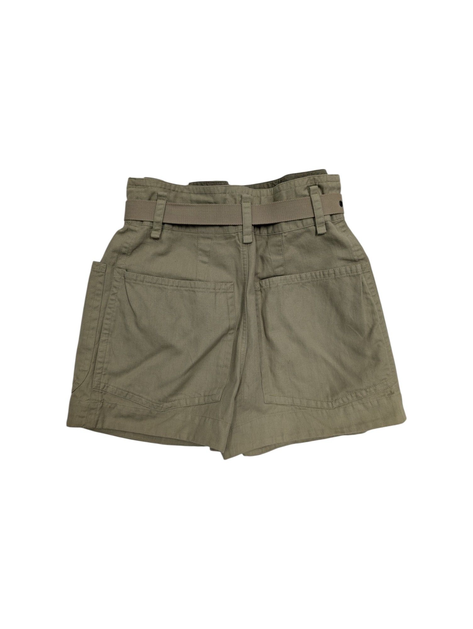 Isabel Marant Etoile Beige Canvas High Waist Belted Shorts Size 25" / US 0 / IT 36 - 2 Thumbnail