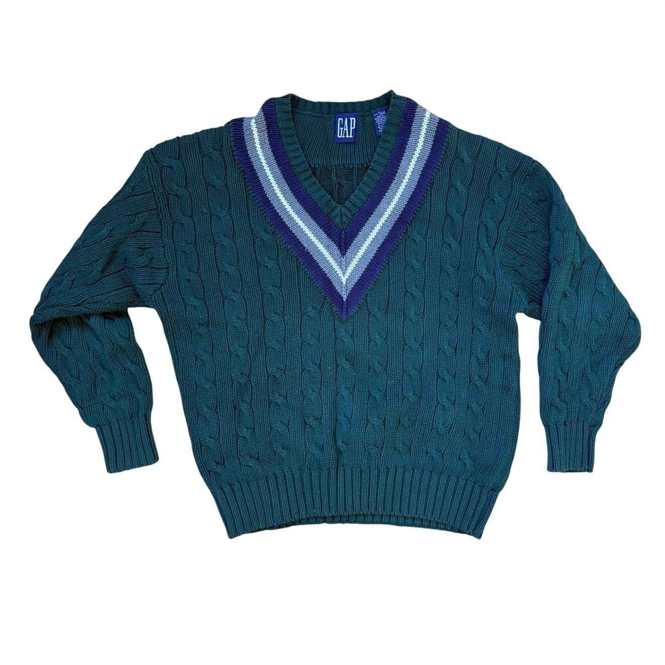 Gap GAP Vintage Cable Knit V-Neck Cotton Sweater Size Medium Size US M / EU 48-50 / 2 - 1 Thumbnail