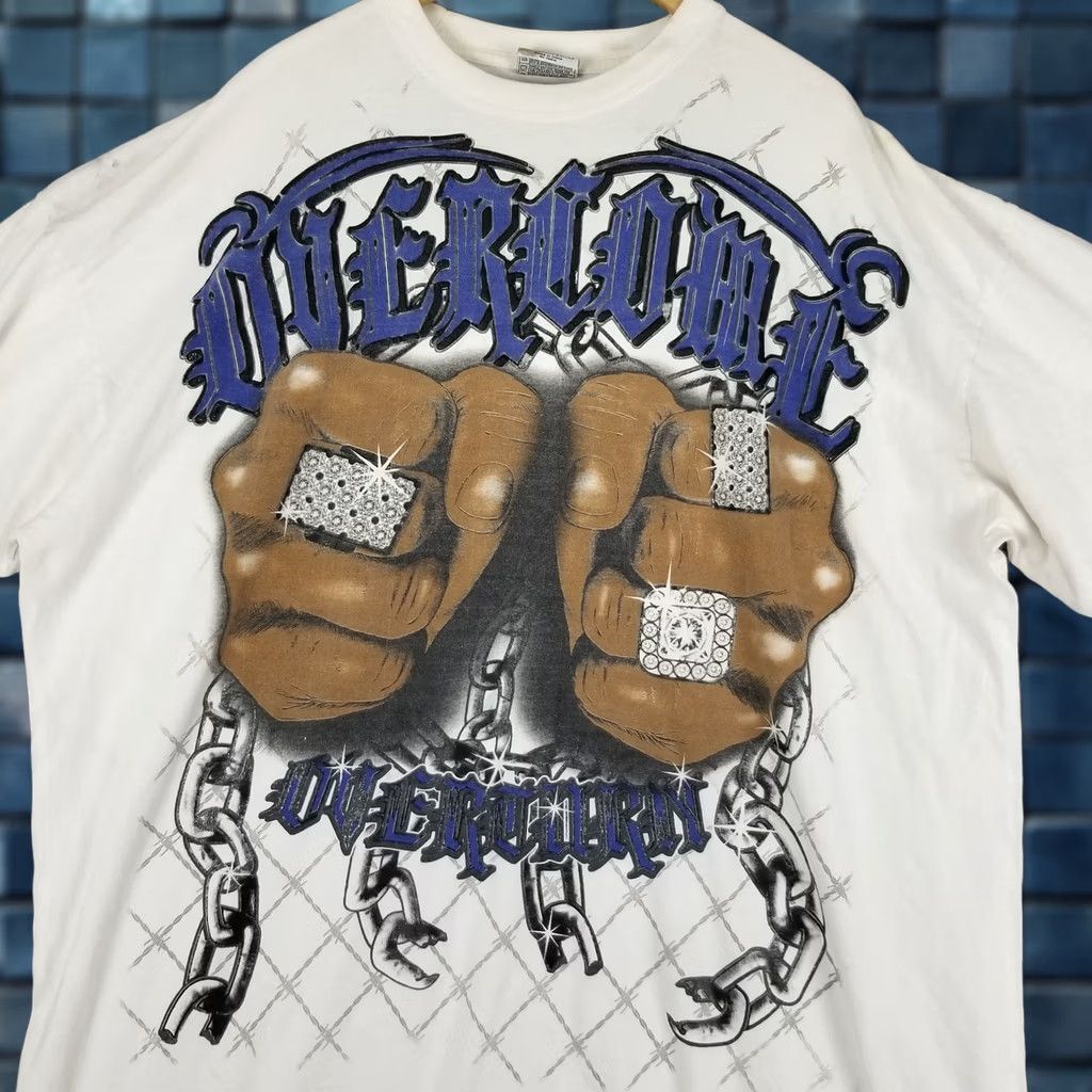 Vintage VINTAGE Pro Power Overcome Overturn Rap T-Shirt 4XL Adult White 90s Hip Hop Mens Size US XXL / EU 58 / 5 - 1 Thumbnail