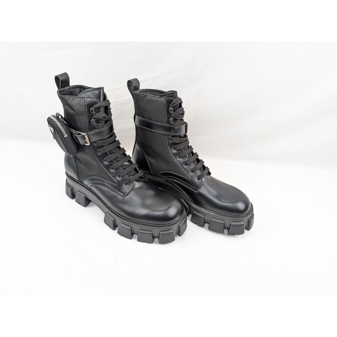 o1rshd1 Strapped Pouch Combat Boots 13 Prada - 13.5 US