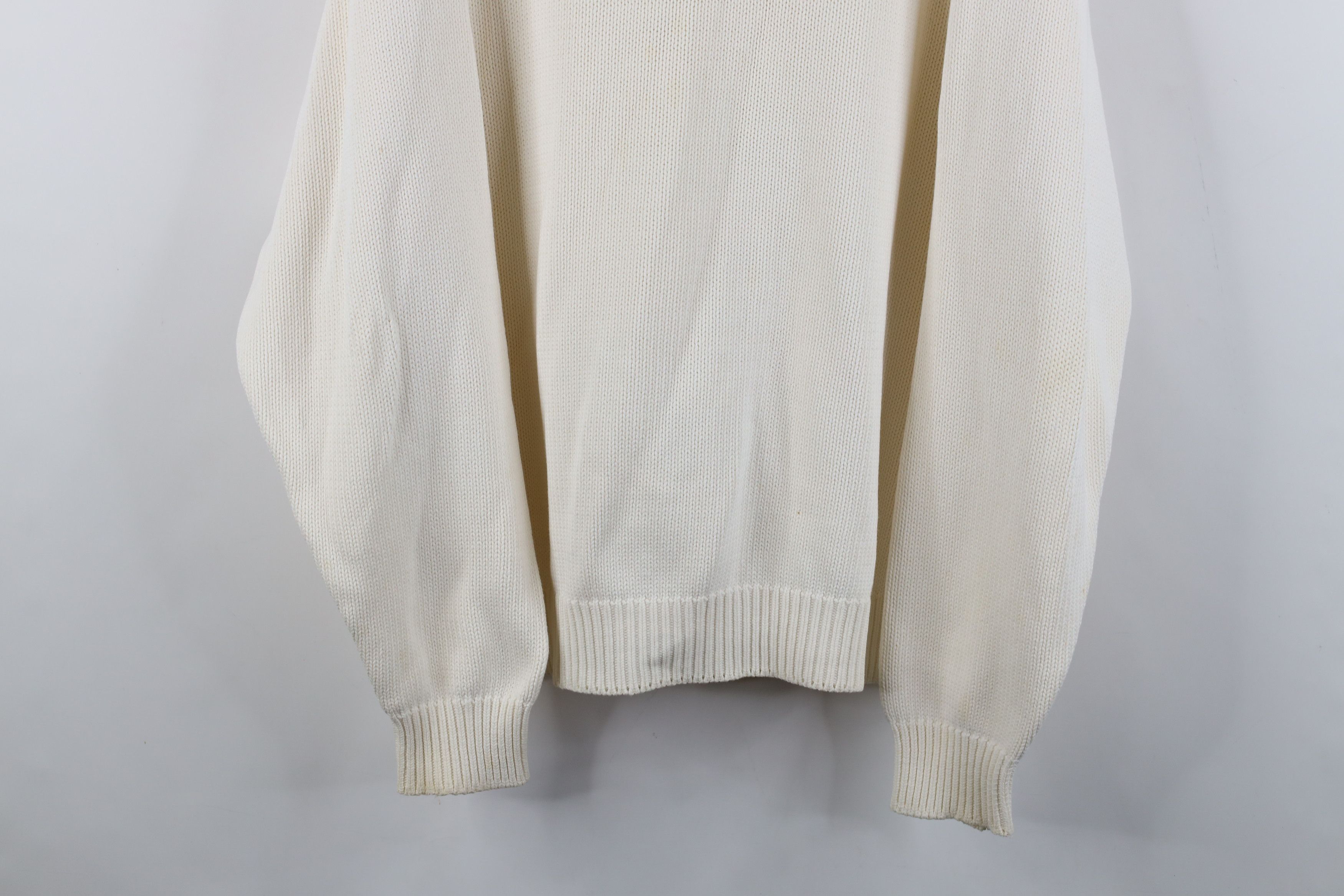 Vintage Vintage 90s Streetwear Cotton Knit Crewneck Sweater Cream Size US XL / EU 56 / 4 - 3 Thumbnail