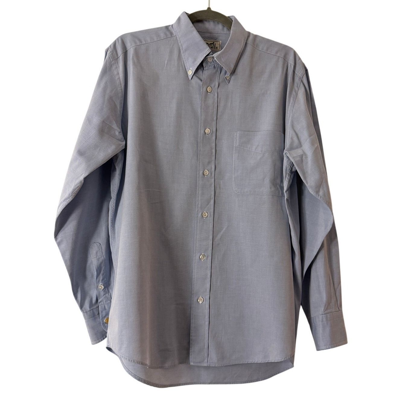 Hermes Hermes Men's Cotton Baby Blue Button Down Shirt Size US M / EU 48-50 / 2 - 1 Thumbnail