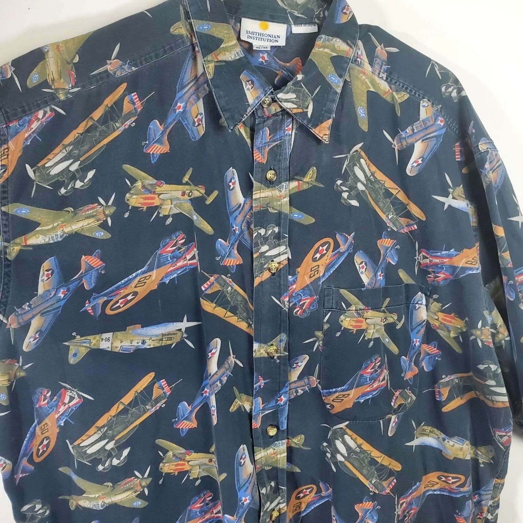 Vintage VINTAGE Smithsonian Airplane Shirt Mens XL Black All Over Print Military Size US XL / EU 56 / 4 - 4 Thumbnail