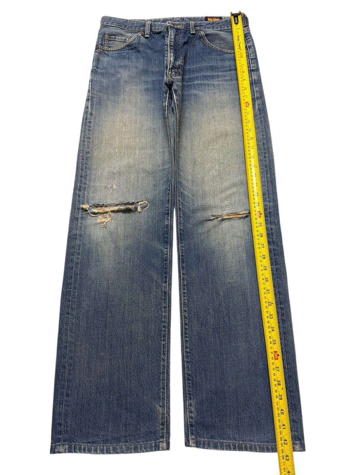 Big John Vintage 90s Big John Blue Faded Wash Distressed Wide Leg Size US 32 / EU 48 - 10 Thumbnail