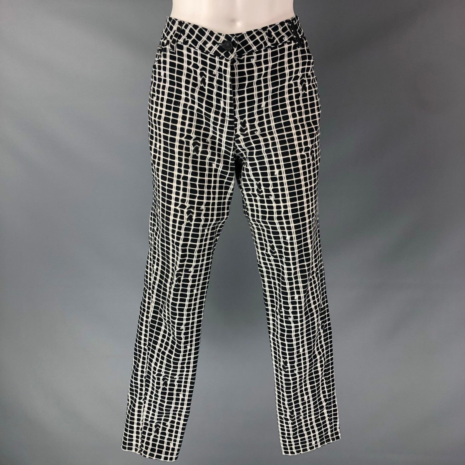 Kenzo KENZO Size 4 Black & White Cotton Print Jeans Size 27" / US 4 / IT 40 - 1 Thumbnail