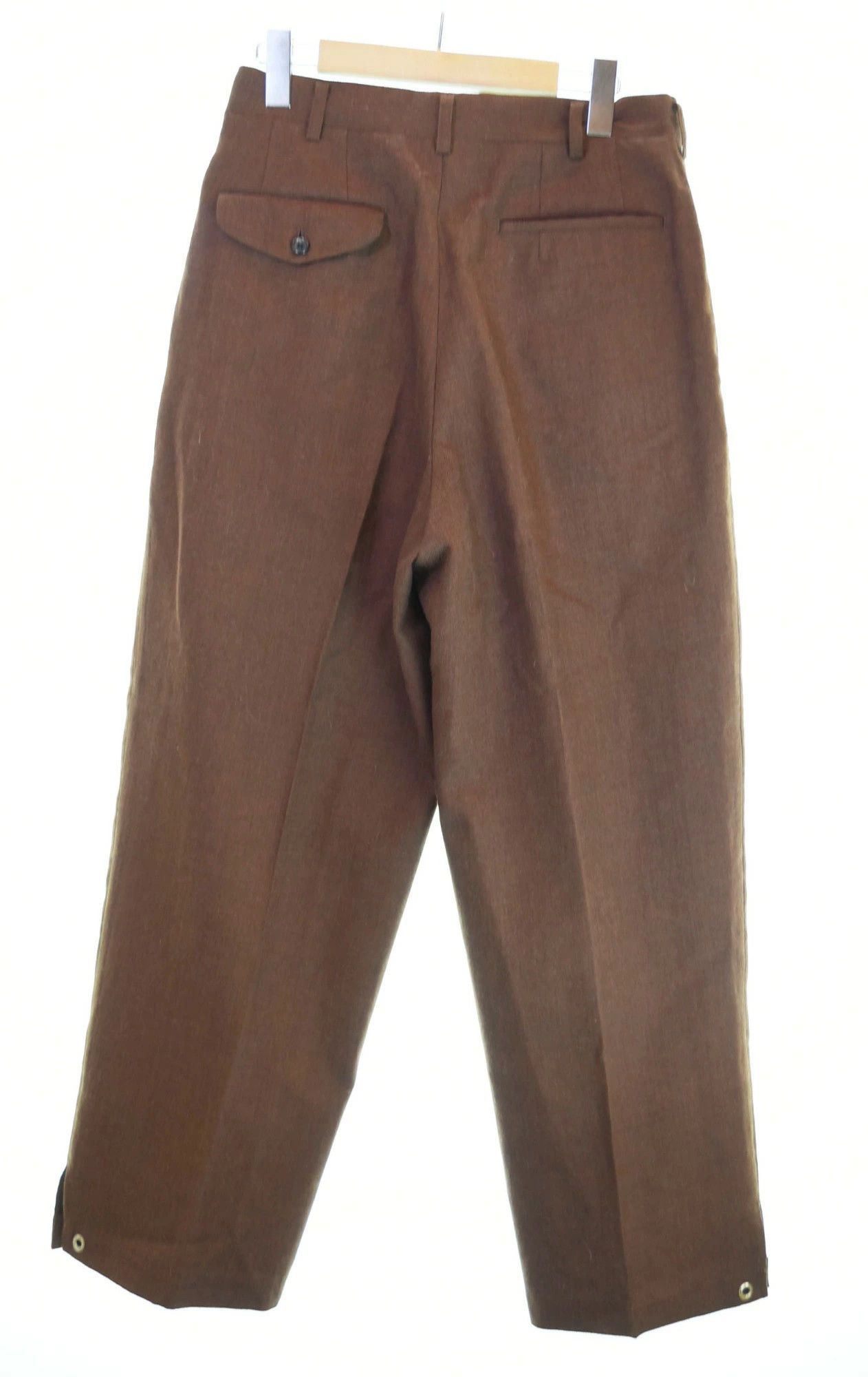 Comme des Garcons Homme Plus Cropped Pants Wool Zipper 2 Tuck Wide Pattern Brown Size US 28 / EU 44 - 2 Thumbnail