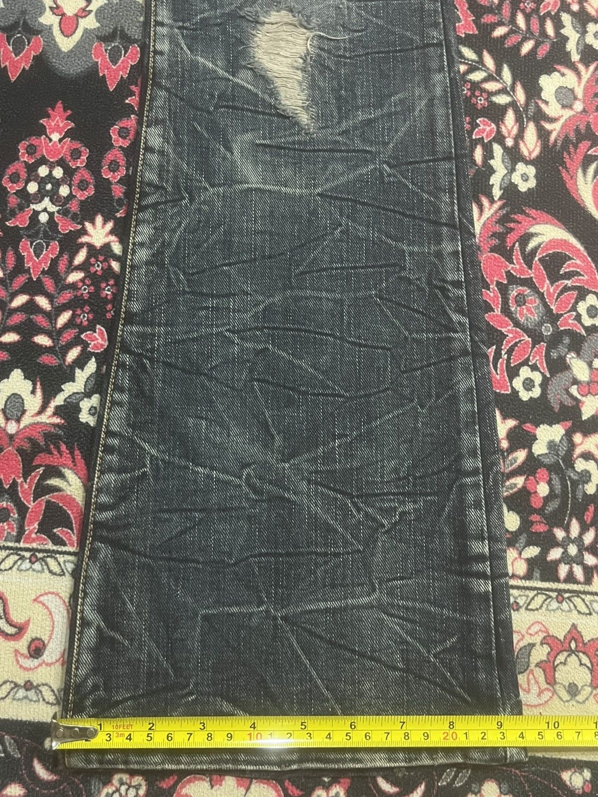 If Six Was Nine (BNWT) Japan Goa Dark Washed Cracked Distressed Flare Jeans Size US 30 / EU 46 - 16 Thumbnail