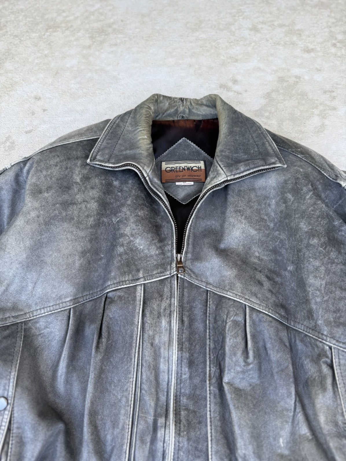 Designer × Genuine Leather × Vintage Vintage 80’s Greenwich Leather Jacket Size US M / EU 48-50 / 2 - 5 Thumbnail