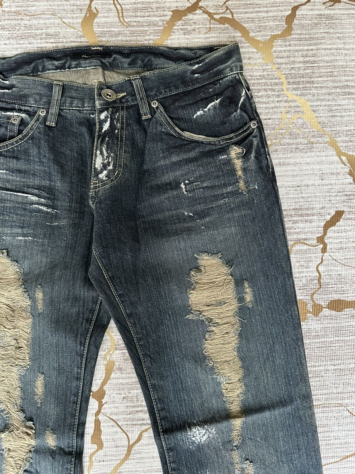 Japanese Brand FLARE Back Rush Splatter Distressed Denim Size US 32 / EU 48 - 9 Thumbnail