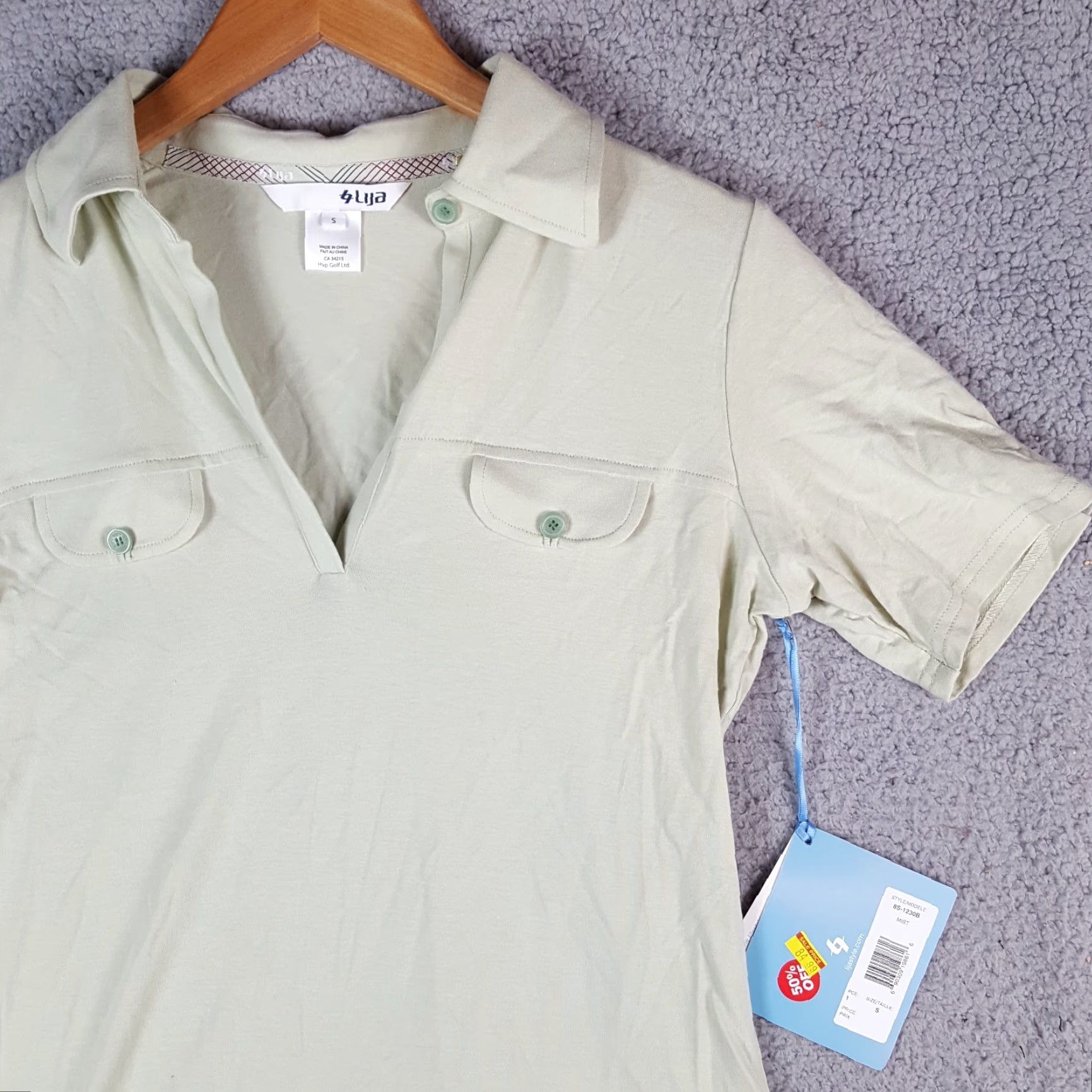 Vintage Lija Polo Women's Size S Lightweight Stretch Collared Pocket Golf Shirt Green Button Short Sleeve Polo Shirt Size S / US 4 / IT 40 - 3 Thumbnail