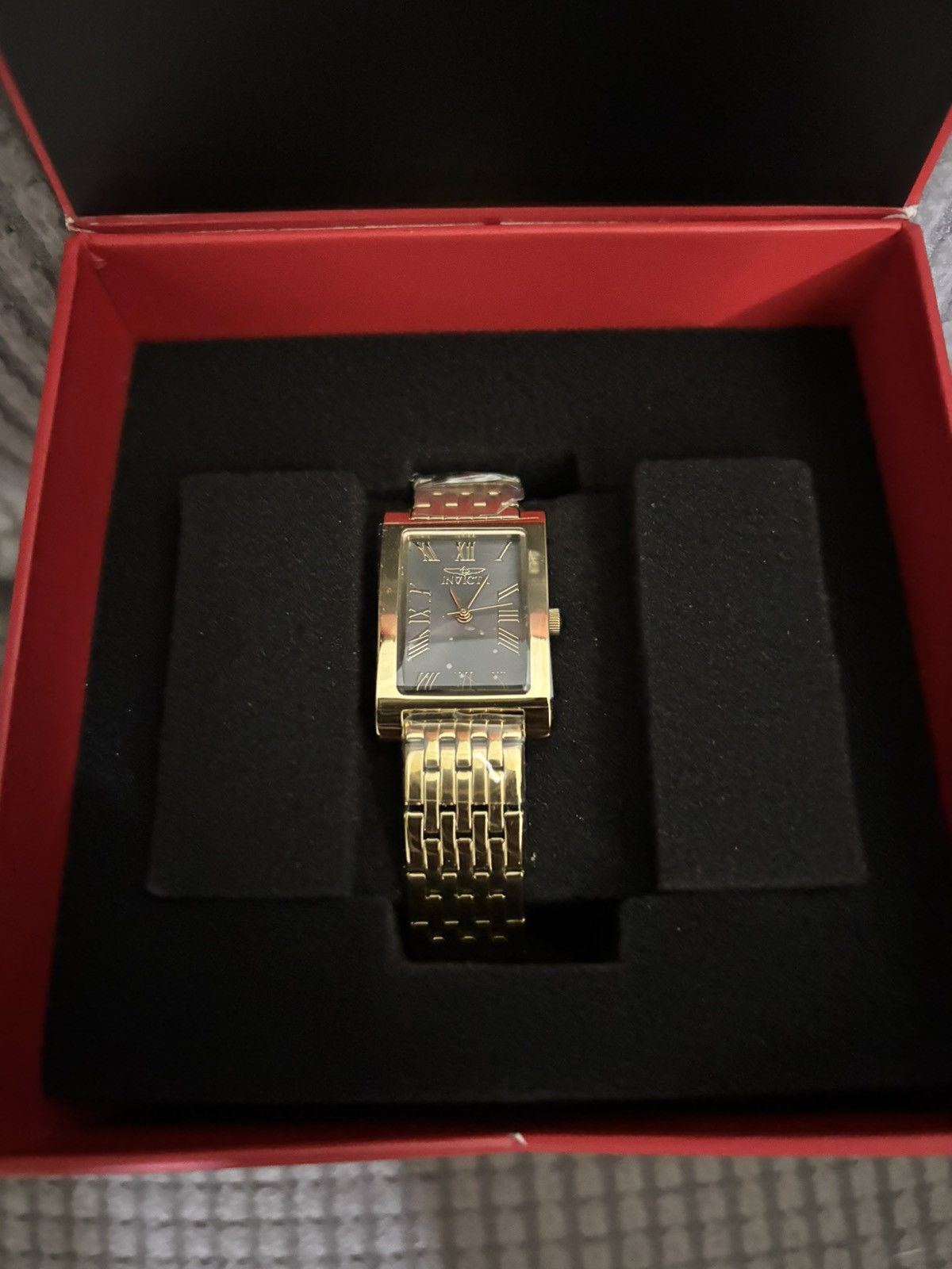 Gold Invicta Rectangular Watch