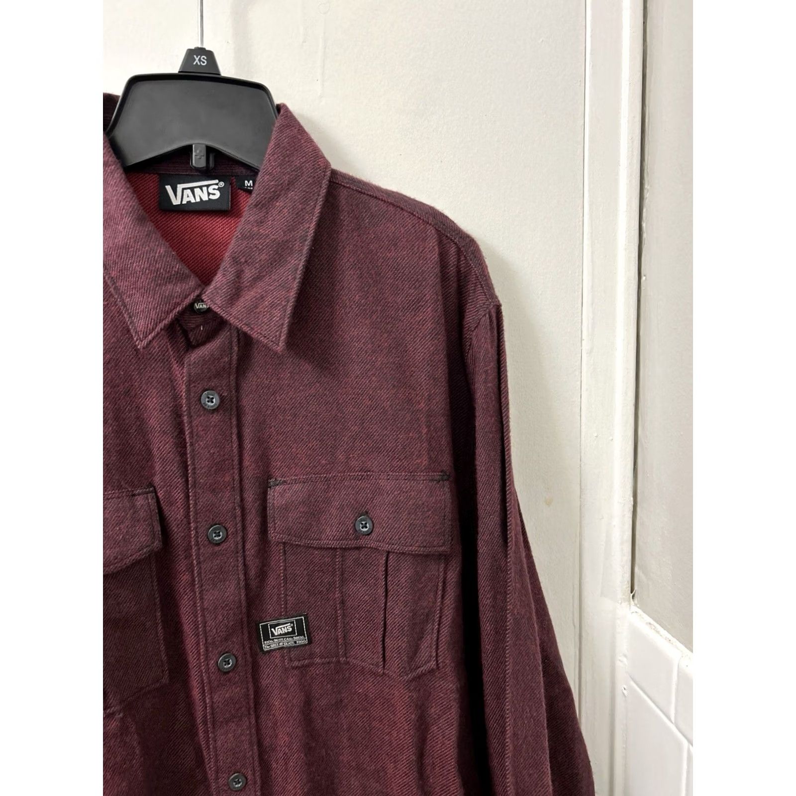 Vans VANS Shirt Mens M Red Burgundy Flannel Long Sleeve Button Down Logo Chest Pocket Outdoor Army 90s Style Mens Size US M / EU 48-50 / 2 - 4 Thumbnail