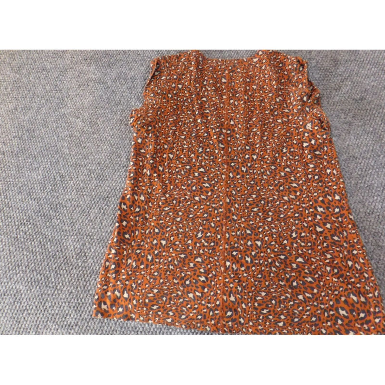 Banana Republic Banana Republic Blouse Women's M Orange Animal Print Sleeveless Crew Neck Knit Cotton Modal Casual Regular Basic Size M / US 6-8 / IT 42-44 - 7 Thumbnail