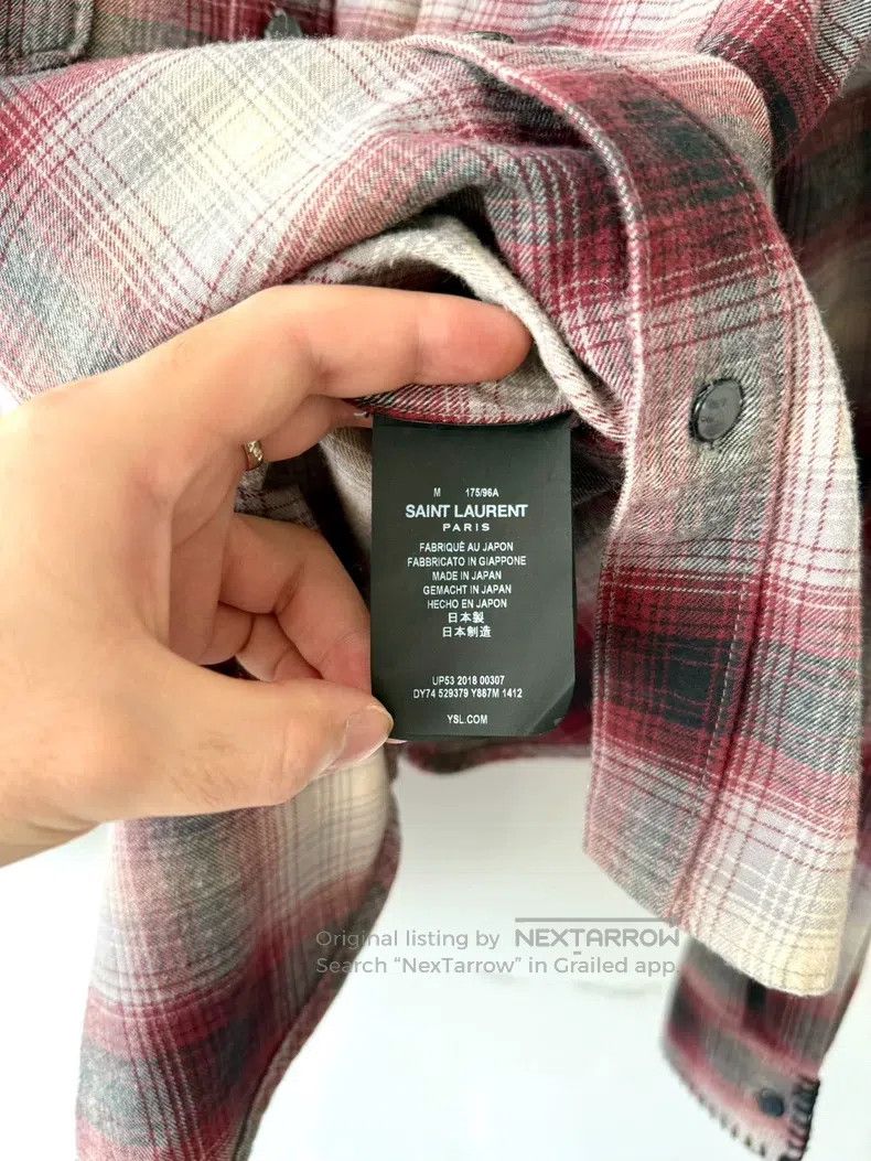 Saint Laurent Paris Saint Laurent Paris White and Pink Plaid Shirt Size US M / EU 48-50 / 2 - 6 Thumbnail