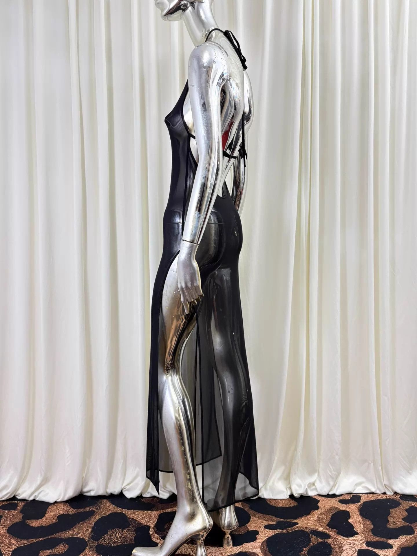 Other sense13th black tulle halter high-slit long dress Size ONE SIZE - 4 Thumbnail
