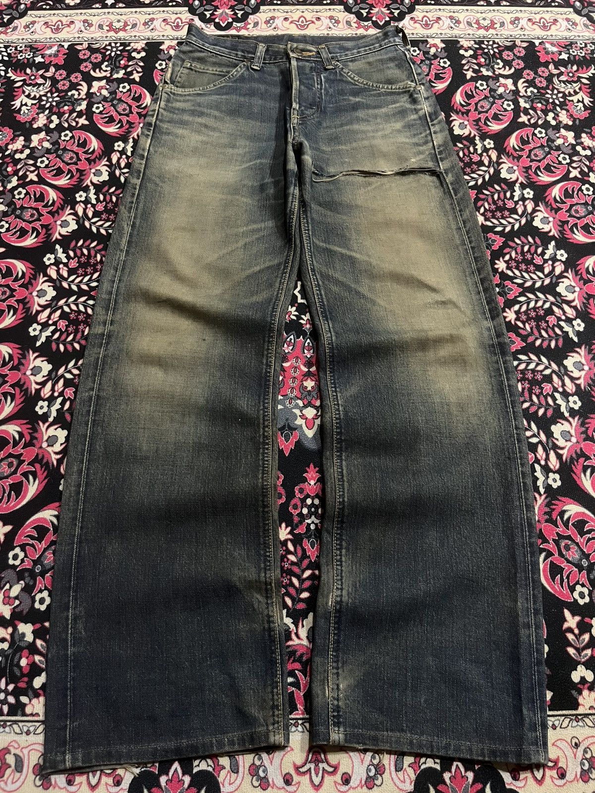 Vintage ⚡️Selvedge⚡️Vintage Lee Riders Sanforized Mud Washed Jeans Size US 27 - 2 Thumbnail