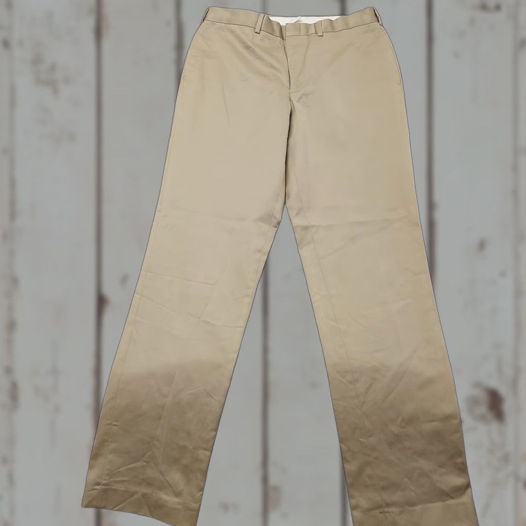 Lands' End Lands' End Pants Men’s 33 Khaki Tailored Fit Regular 33x33.5 Flat Front Straight Leg Zip Hook & Eye Pockets Machine Washable Beig e (Flaw) Size US 33 - 1 Thumbnail