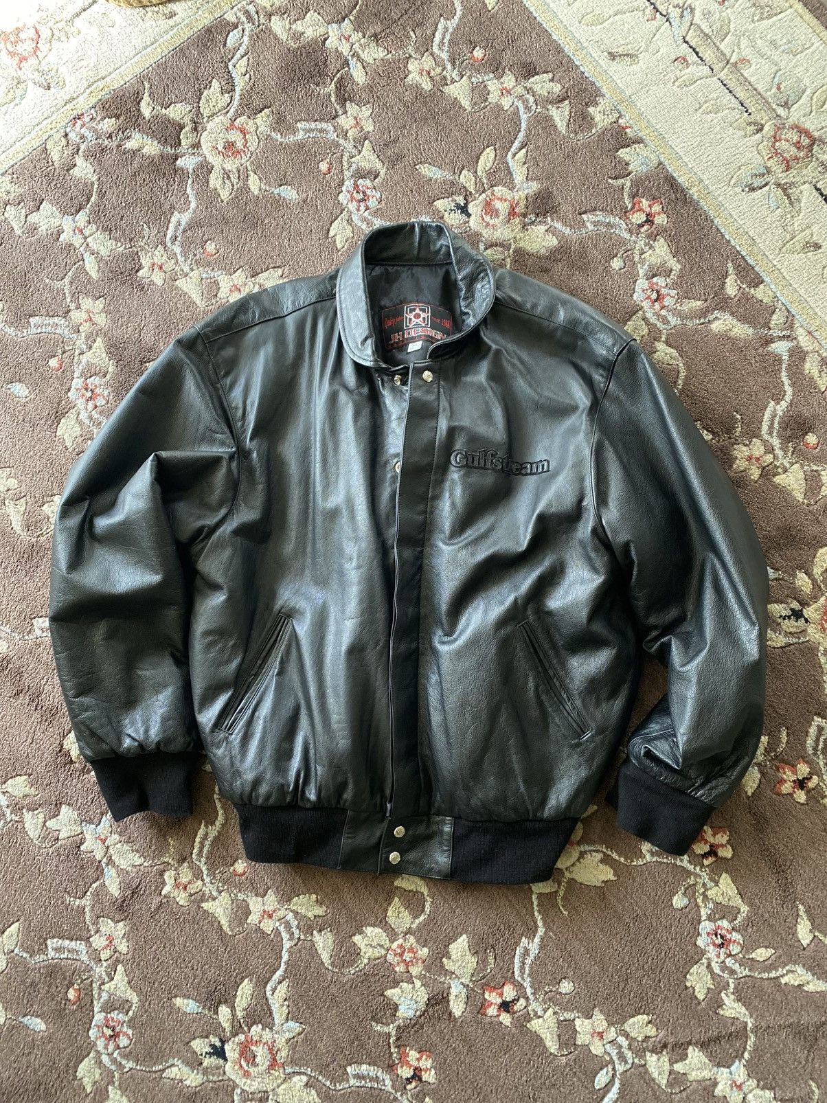 JH Design Vintage Gulfstream Leather Flight Jacket Made in USA Size US XL / EU 56 / 4 - 1 Thumbnail